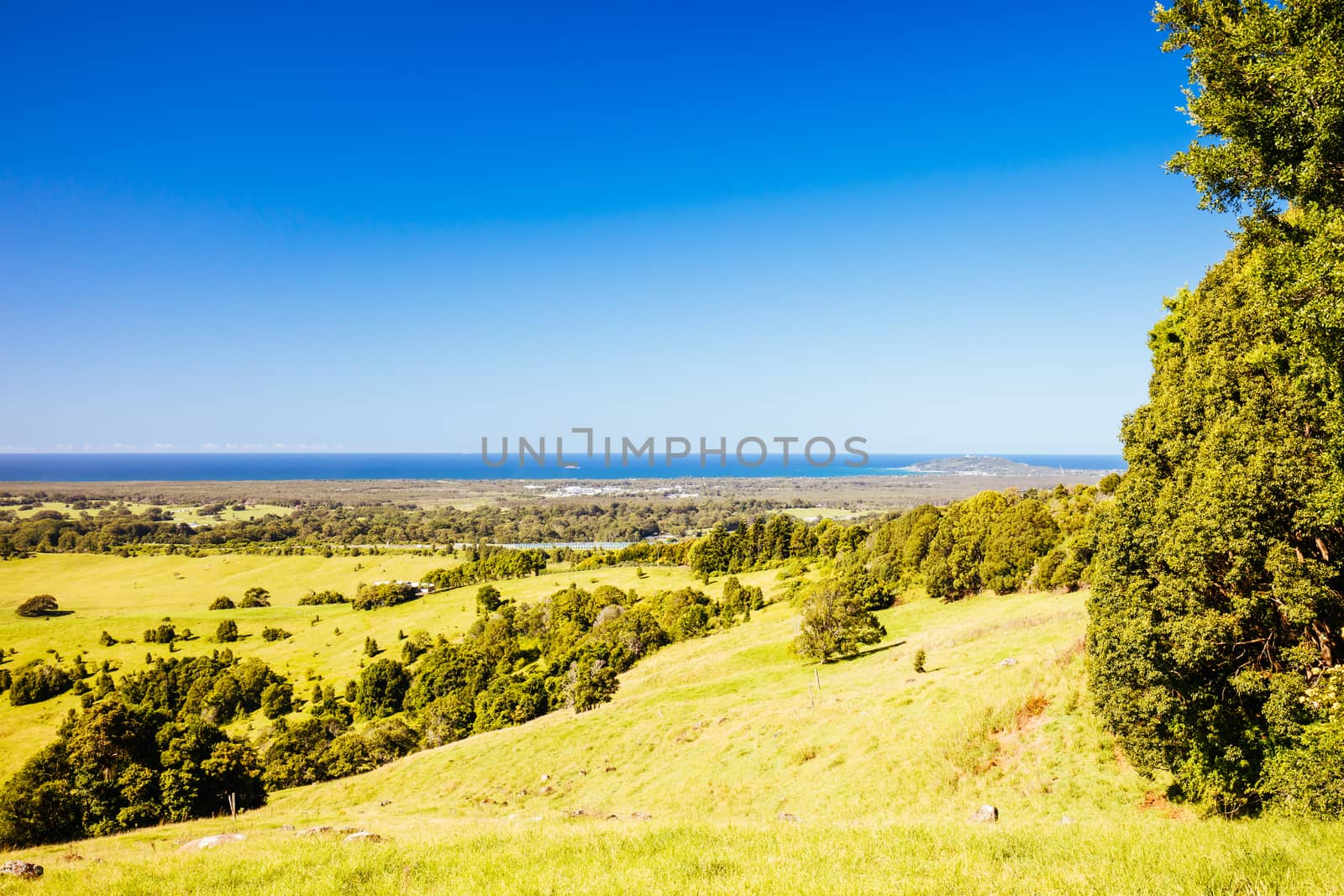 View from St Helena Lookout on a clear day towards Byron Bay in NSW Australia