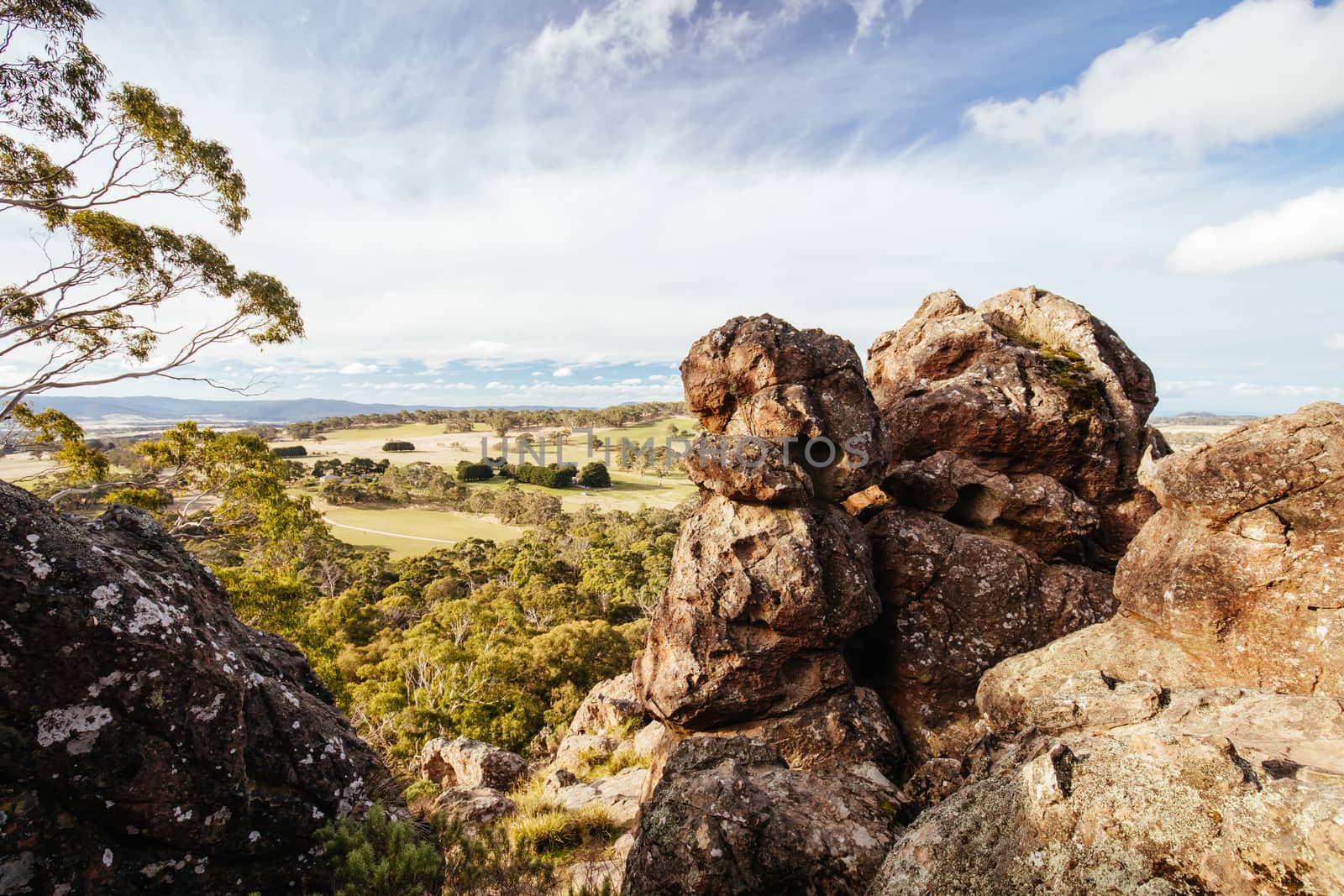 The popular tourist attraction of Hanging Rock. A volcanic group of rocks atop a hill in the Macedon ranges, Victoria, Australia