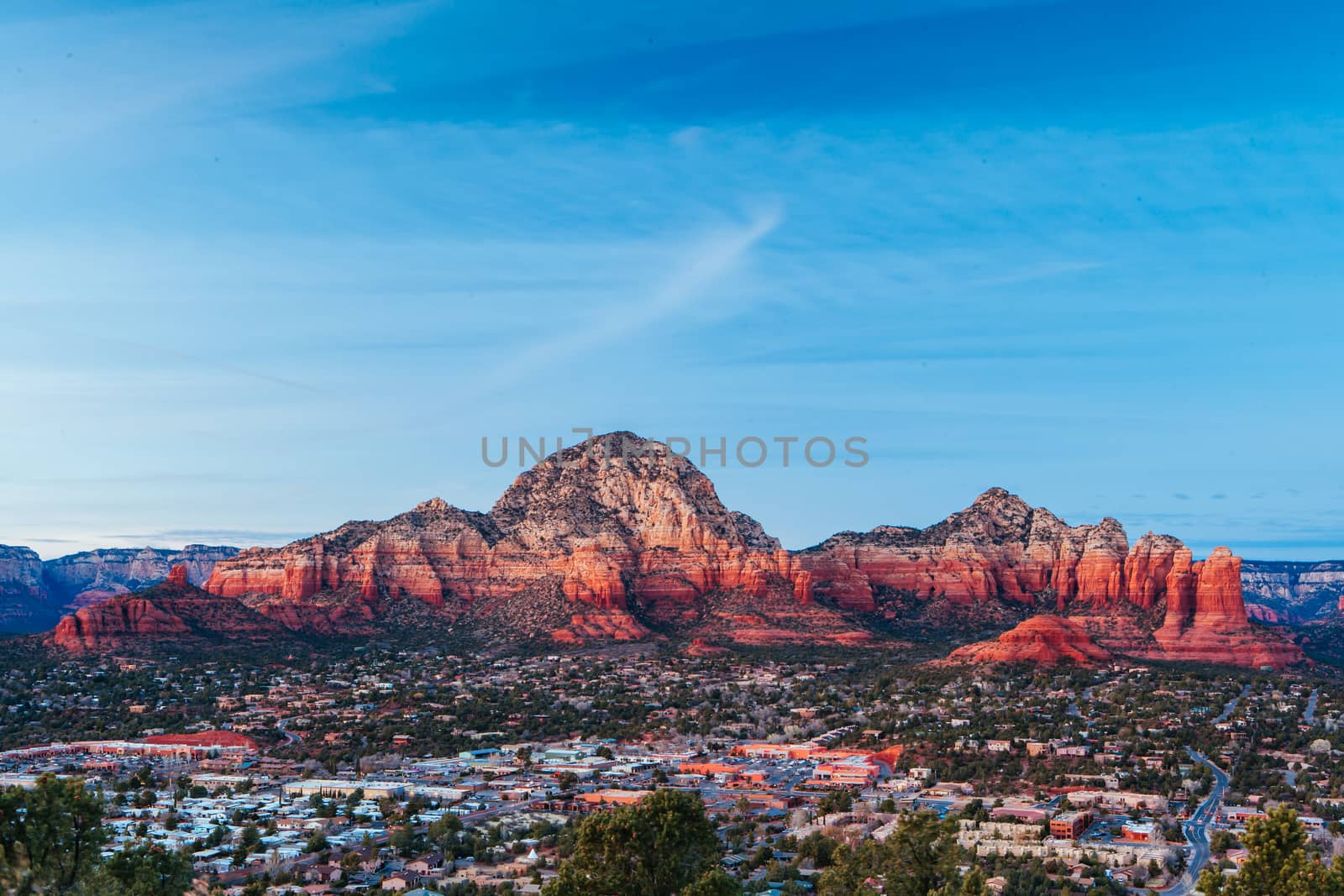 View from Airport Mesa in Sedona at sunset in Arizona, USA