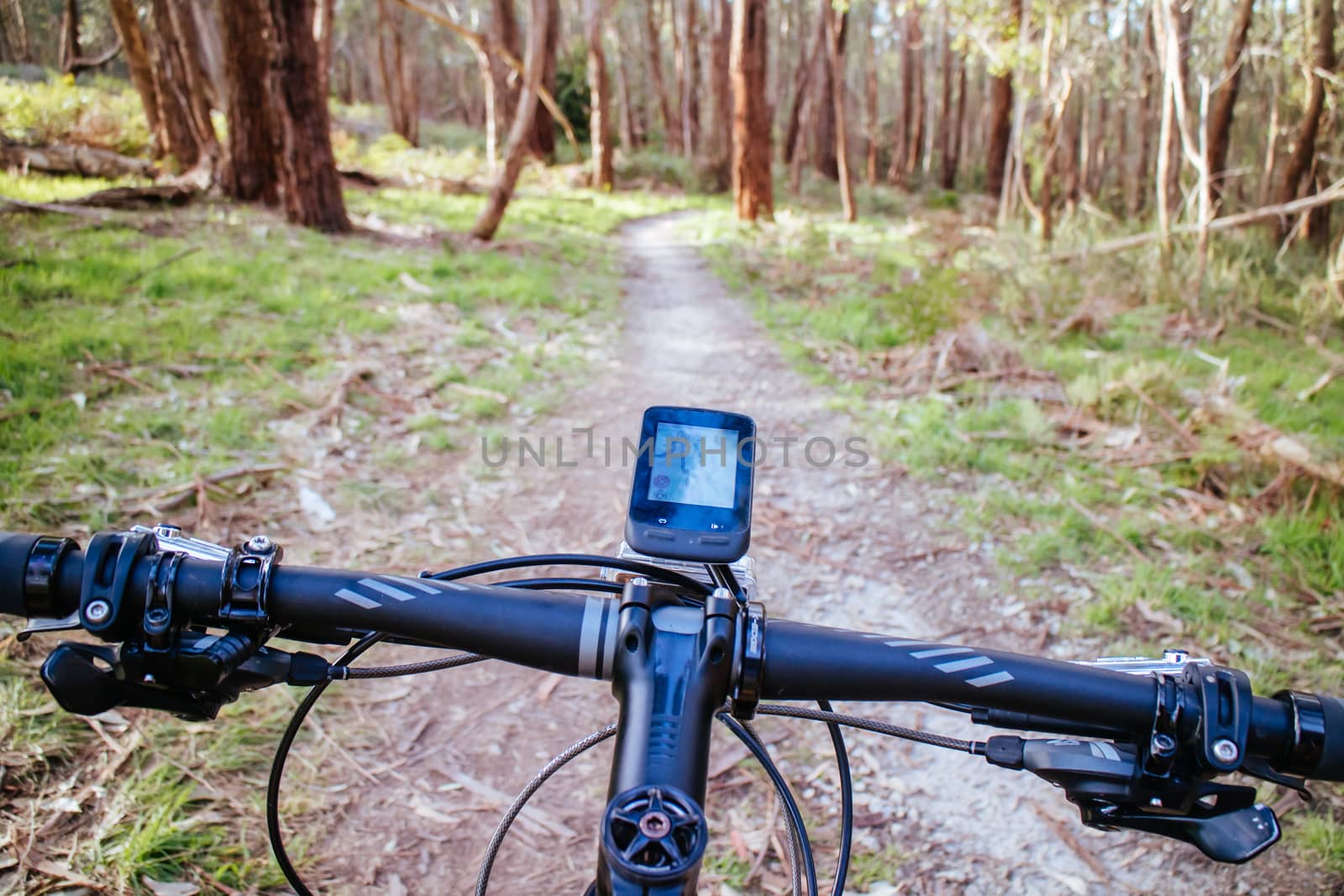 Melbourne, Australia - August 22 2015: The popular Lysterfield mountain bike park in Churchill National Park situated in eastern Melbourne in Victoria, Australia