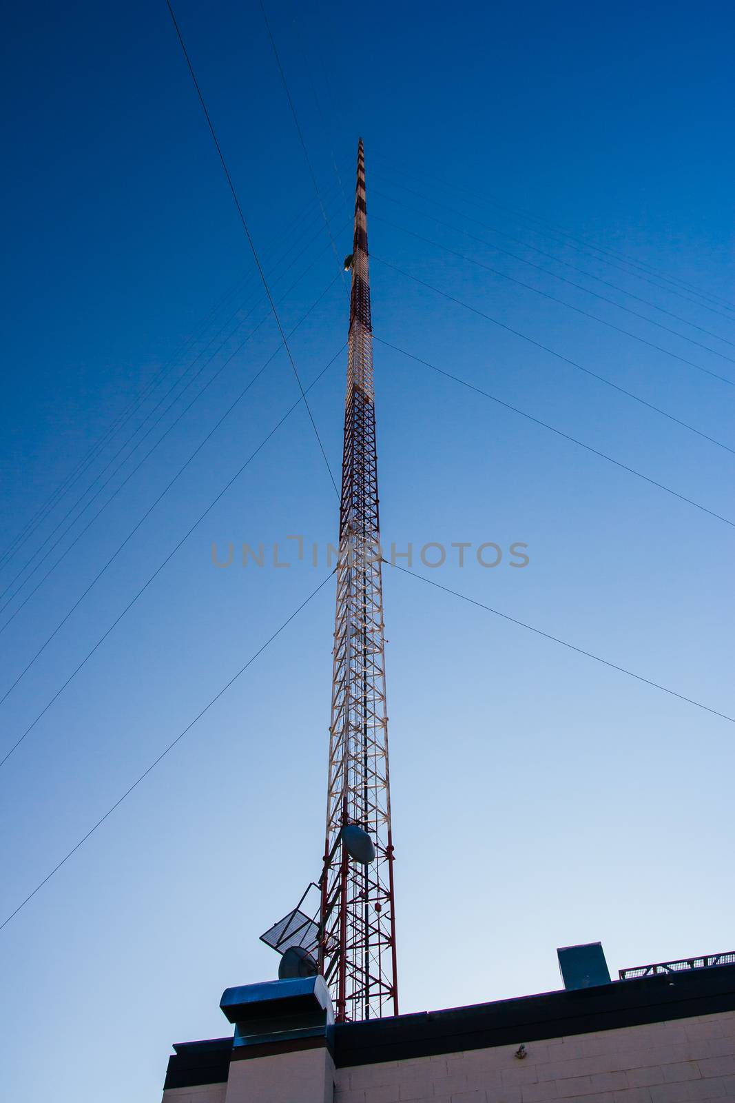 FARGO, USA - April 19 2008: KVLY-TV mast in Blanchard near Fargo in North Dakota, USA. Once the tallest structure in the world