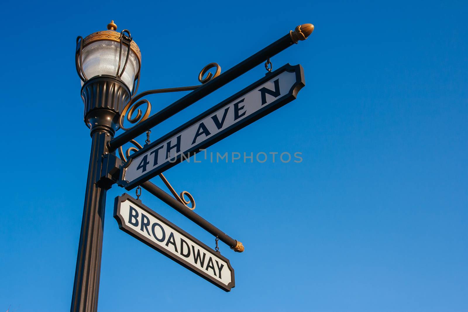 FARGO, USA - April 22 2008: Street signage on a lamp post in Fargo in North Dakota, USA