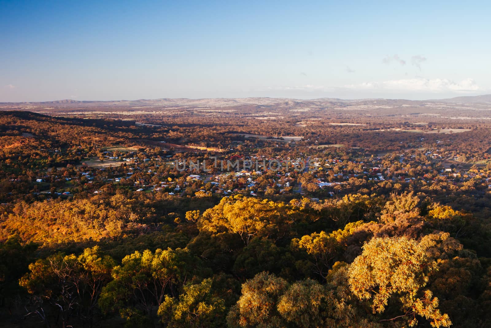 A winter's sunset over the gold mining town of Maldon in Victoria, Australia