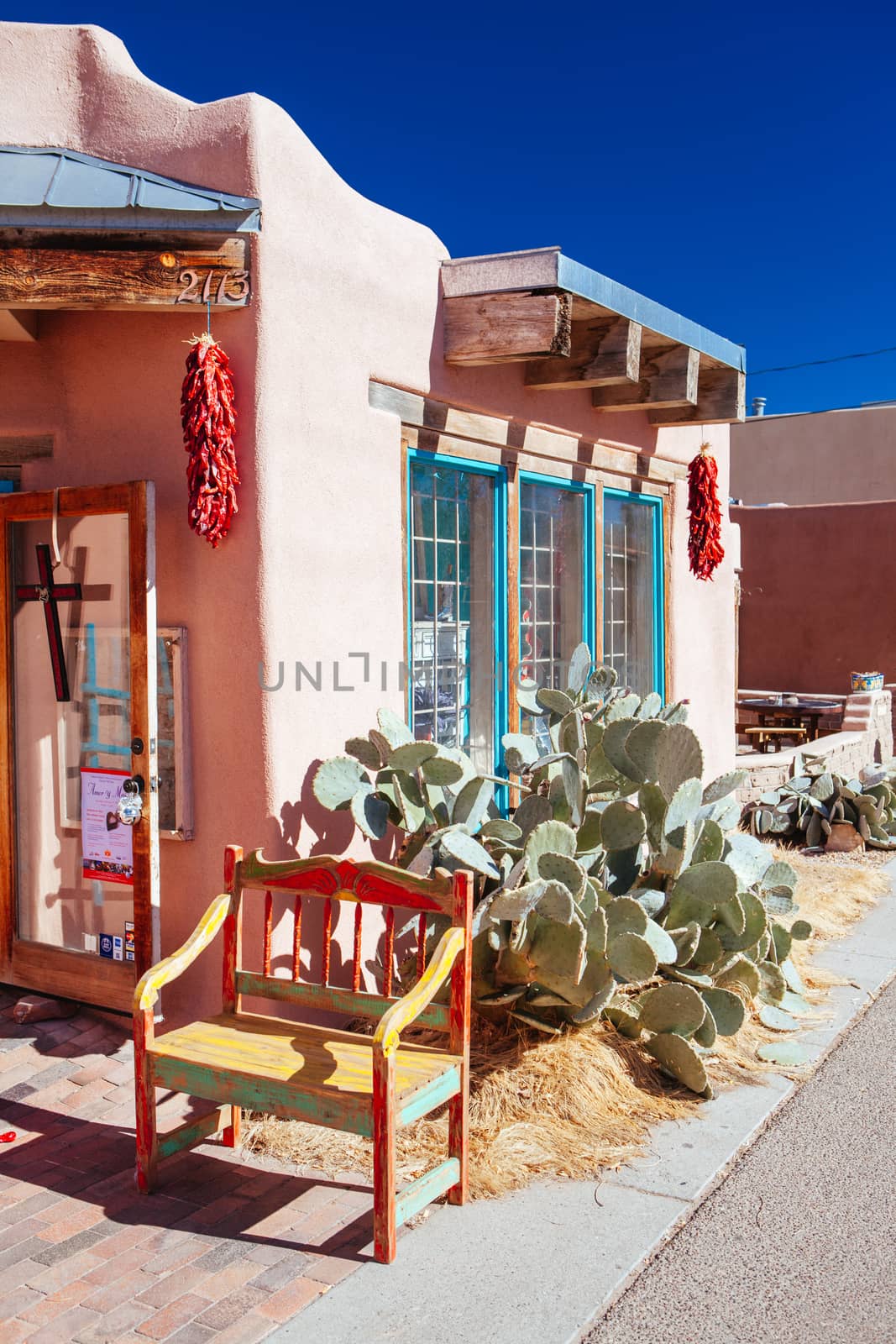 Alburqueque, USA - January 31 2013: Old Town Plaza and surrounding buildings in Old Town Alburqueque, New Mexico, USA