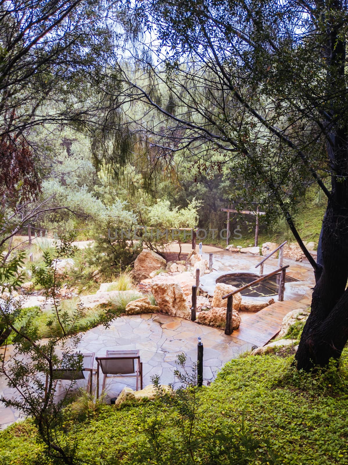 Fingal, Australia - February 15 2020: Peninsula Hot Springs on the Mornington Peninsula in Victoria, Australia