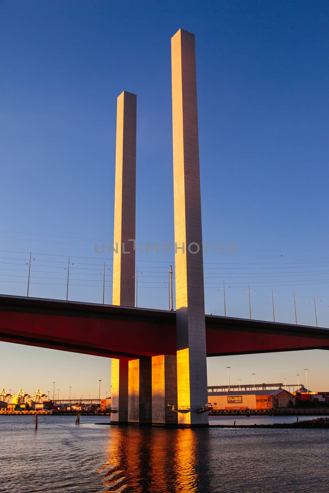 Melbourne, Australia - 17 December 2013: The Bolte Bridge crossing the Yarra River at sunset in Melbourne, Victoria, Australia