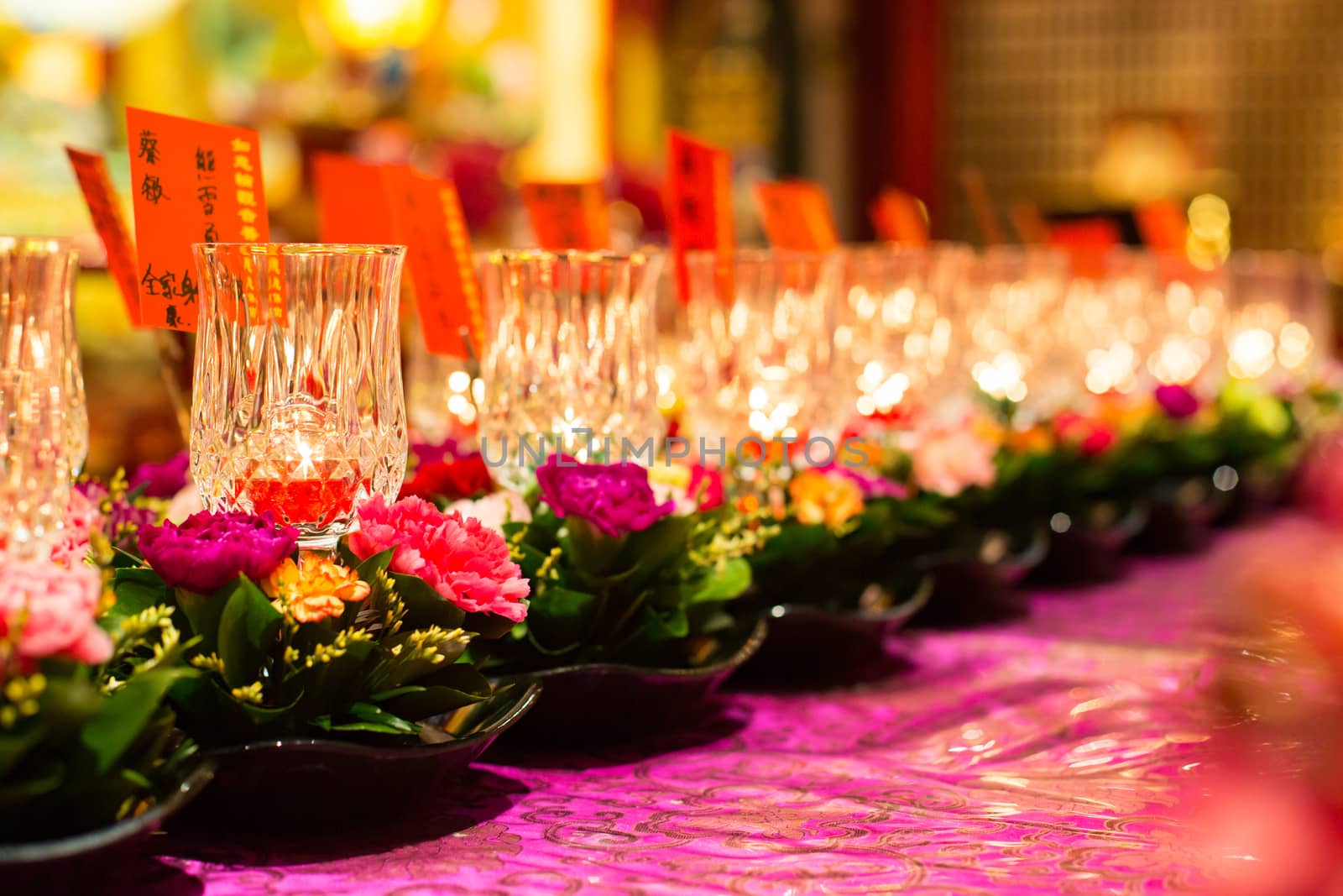 Singapore, June 21 2015: Buddha Tooth Relic Temple interior and details in Chinatown, Singapore