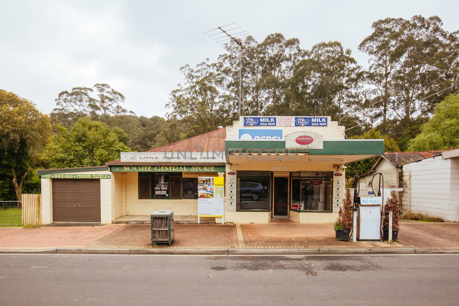 Loch, Australia - November 10 2019: Antiquated and old dwellings in the main street of Noojee near Mt Baw Baw in Victoria, Australia