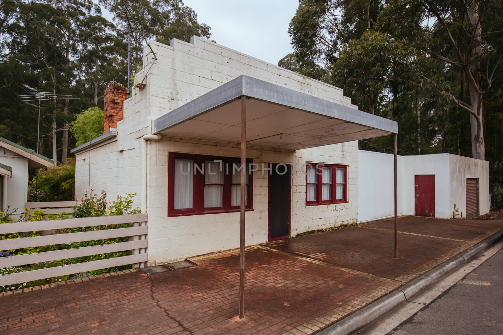 Antiquated and old dwellings in the main street of Noojee near Mt Baw Baw in Victoria, Australia