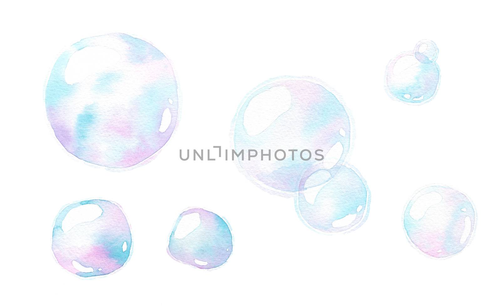 oap air bubbles, Undersea effect, watercolor hand painting isolate on white background, clipping path. by Ungamrung