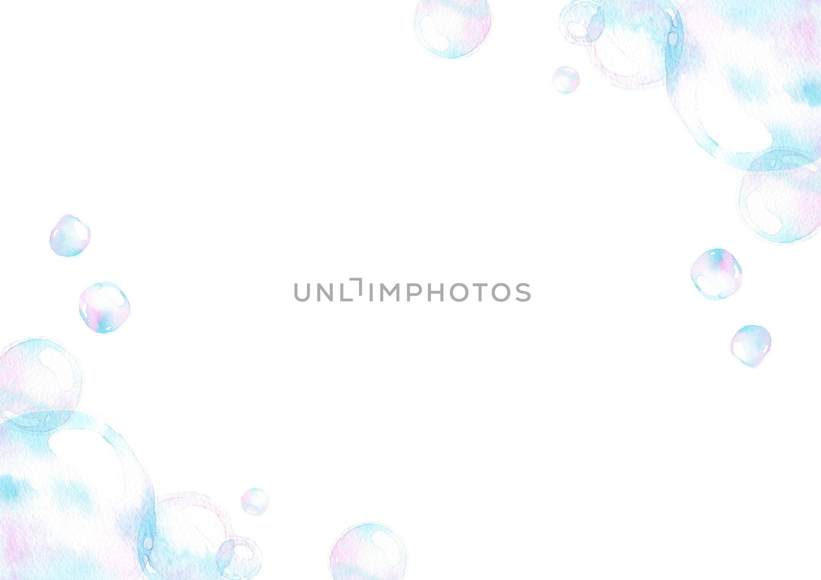 soap air bubbles, Undersea effect, watercolor hand painting isolate on white background by Ungamrung