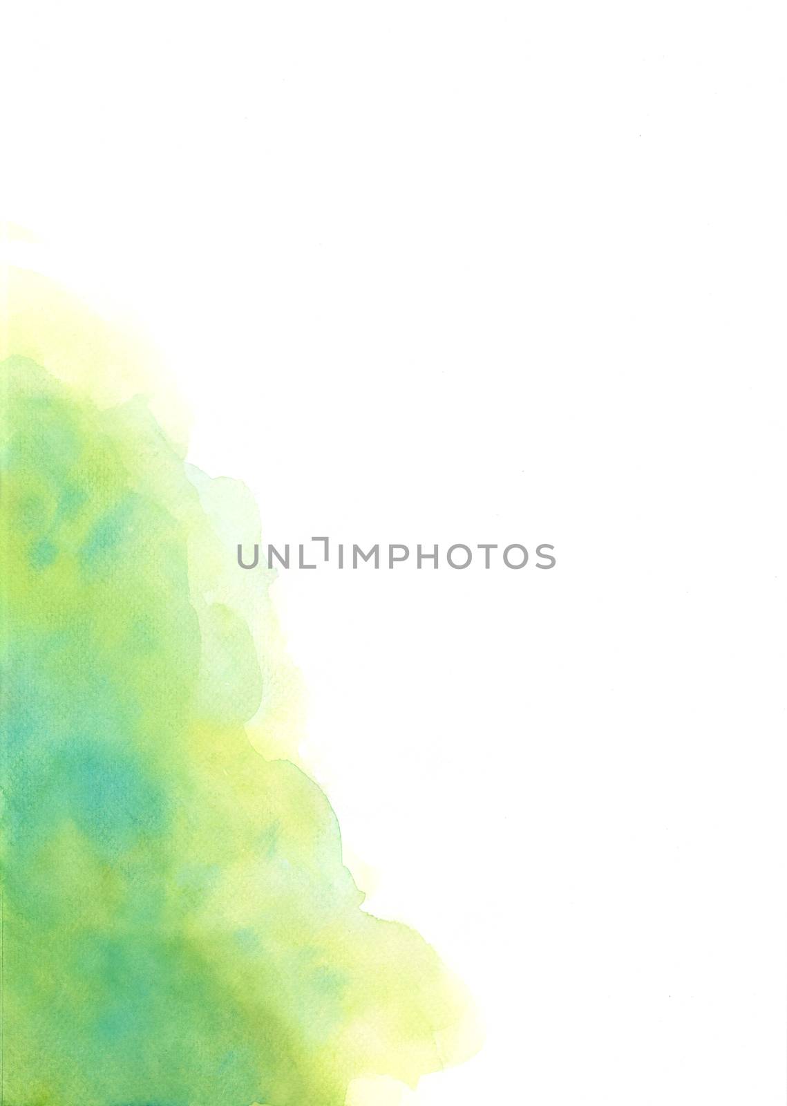 Frame of green abstract watercolor hand painting on white background. by Ungamrung