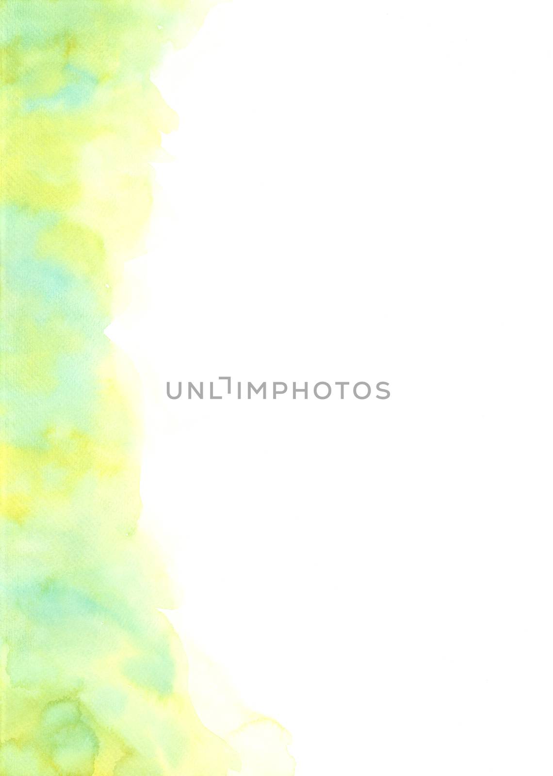 Frame of green abstract watercolor hand painting on white background. by Ungamrung