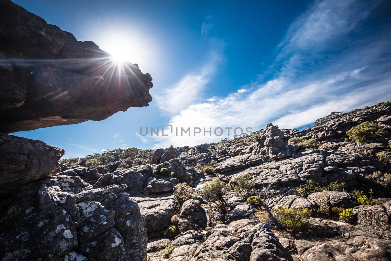 The extreme rocky environment on the famous Wonderland hike towards Pinnacle Lookout near Halls Gap in Victoria, Australia