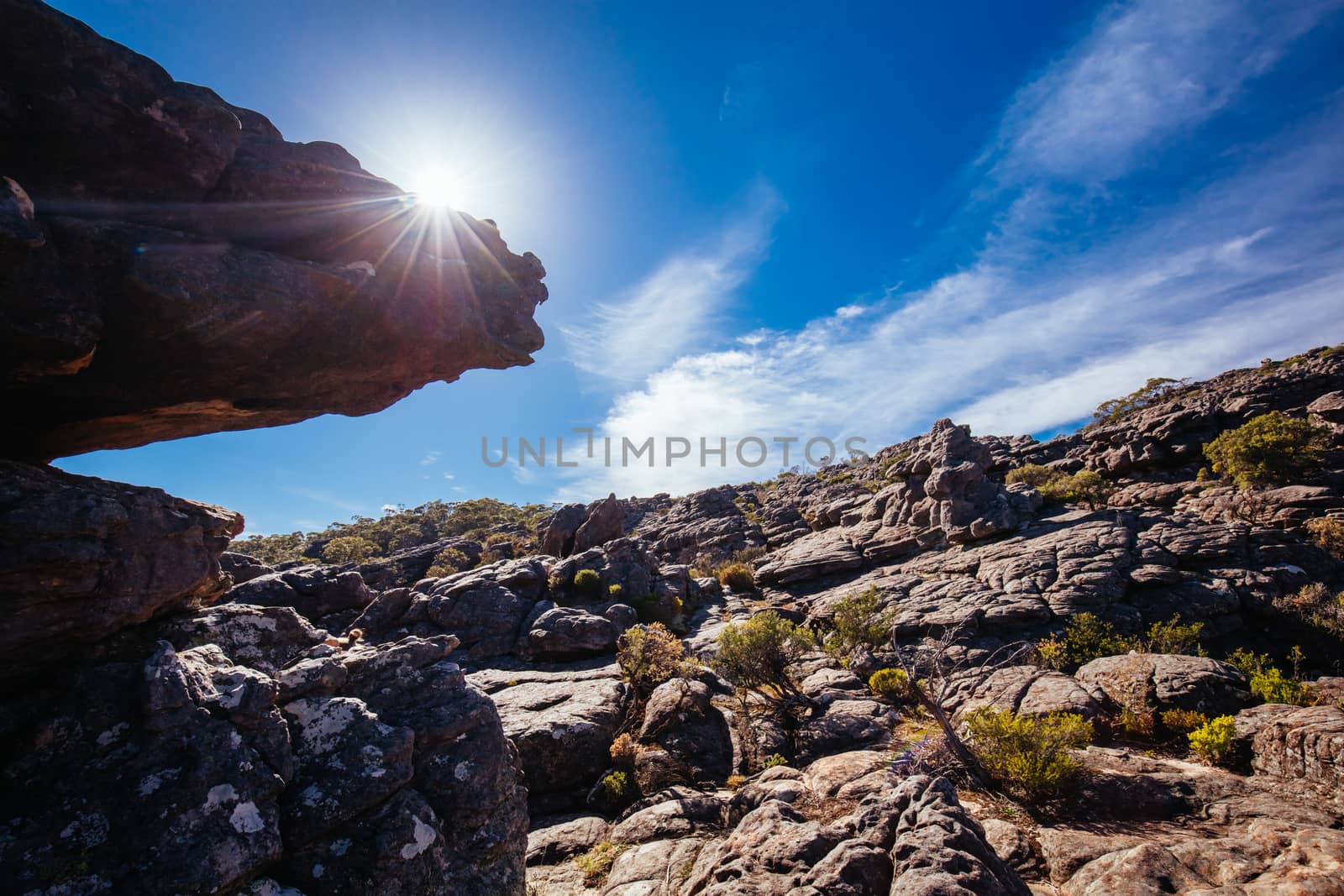 The extreme rocky environment on the famous Wonderland hike towards Pinnacle Lookout near Halls Gap in Victoria, Australia