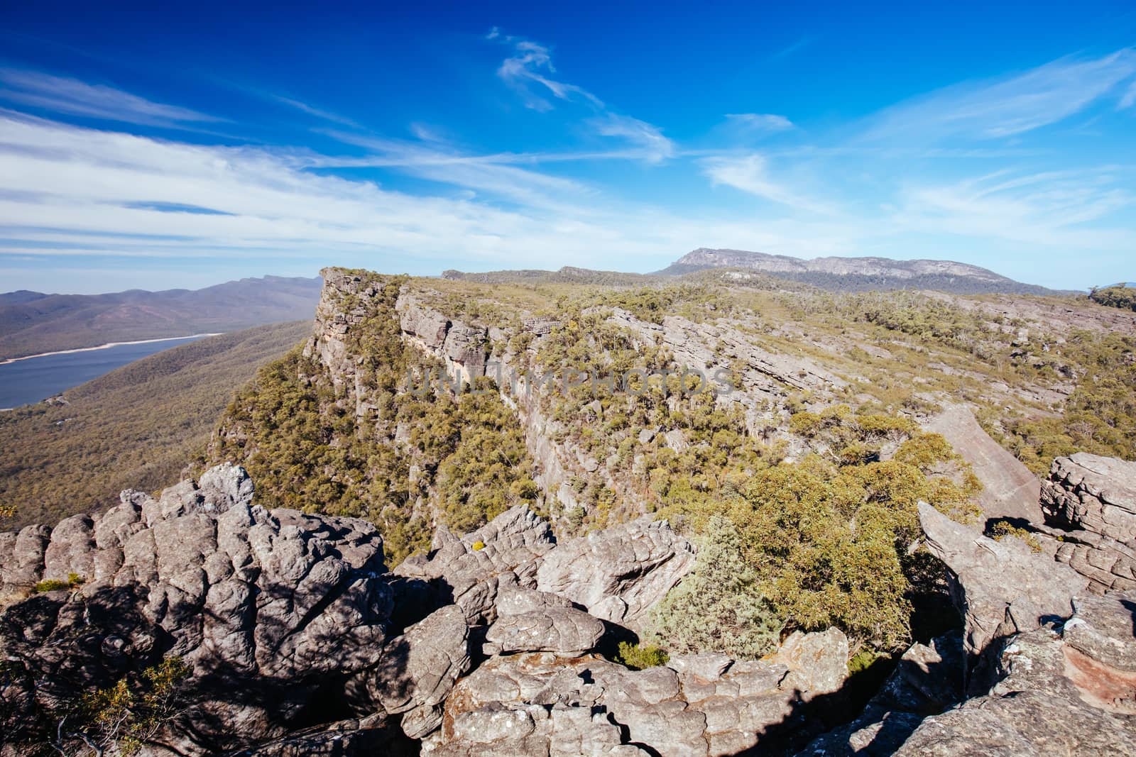 Iconic views from Pinnacle Lookout over Halls Gap and surrounds on the Wonderland hike loop in Victoria, Australia