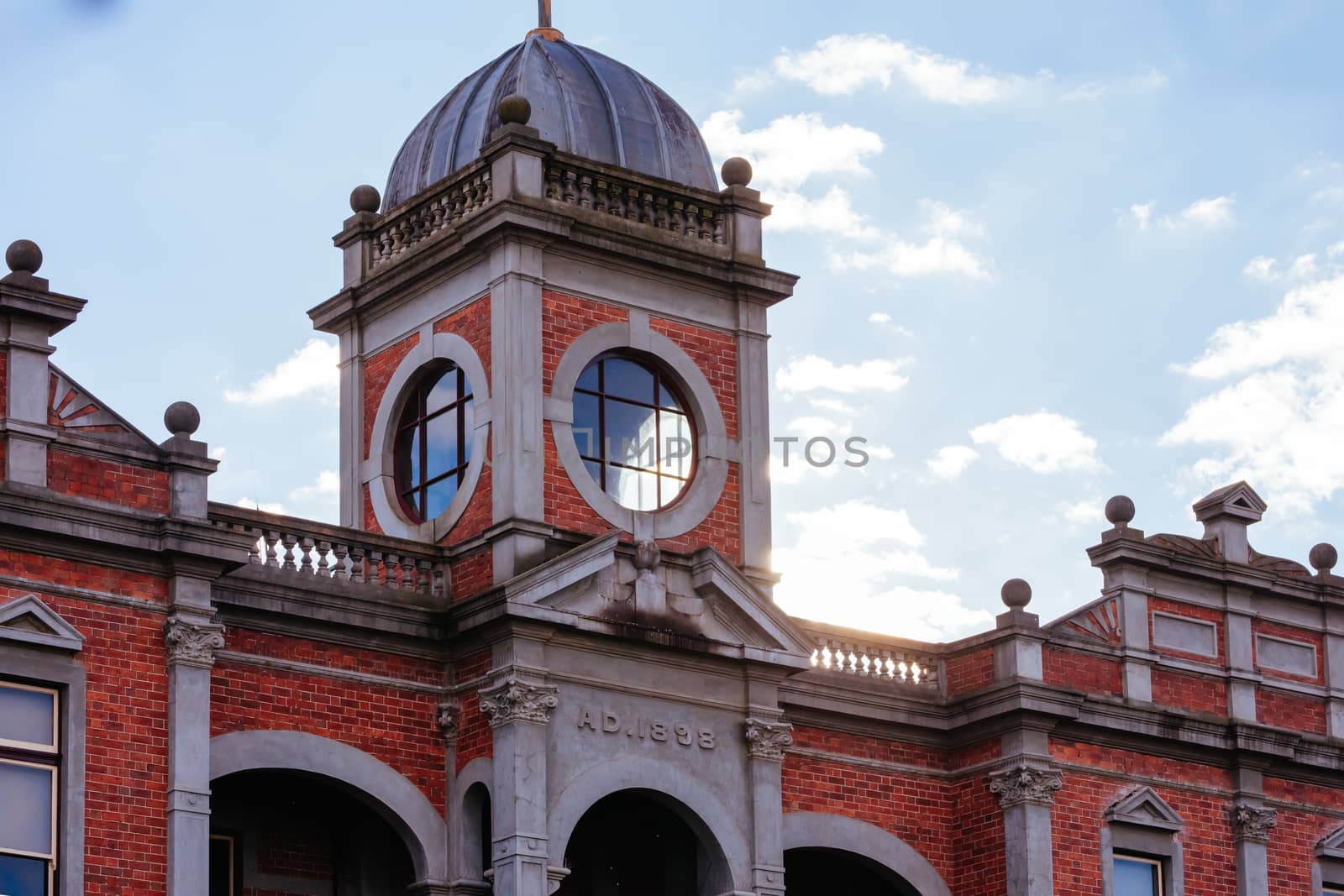 The iconic Castlemaine Town Hall on a clear winter's morning in central Victoria, Australia