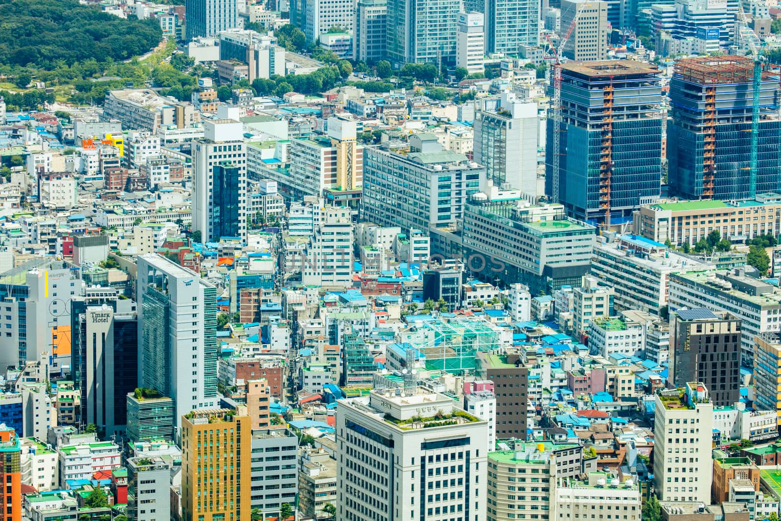 SEOUL, SOUTH KOREA - AUGUST 25, 2018: A view from Namsan Tower in Namsan Park in Seoul, South Korea