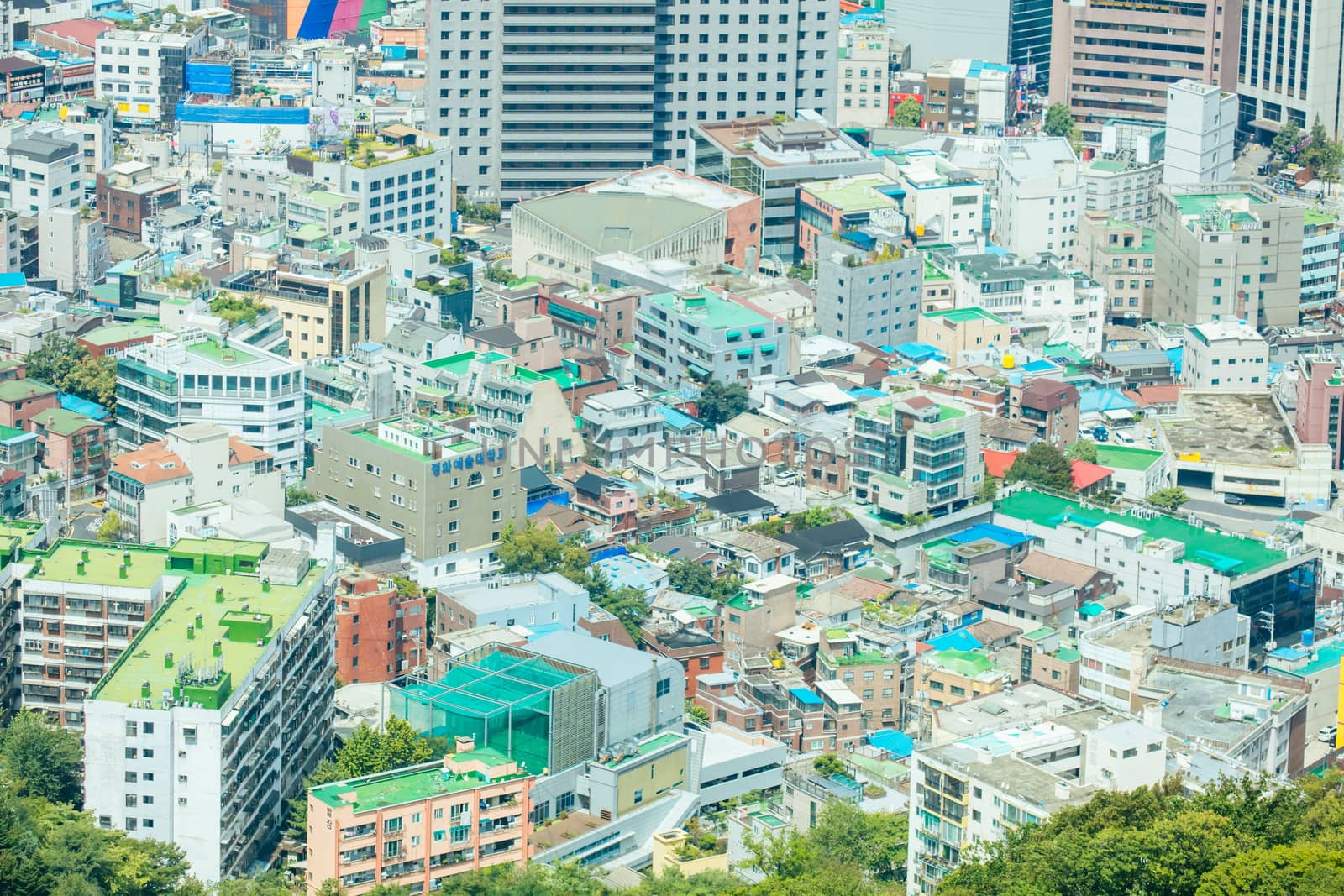 SEOUL, SOUTH KOREA - AUGUST 25, 2018: A view from Namsan Tower in Namsan Park in Seoul, South Korea