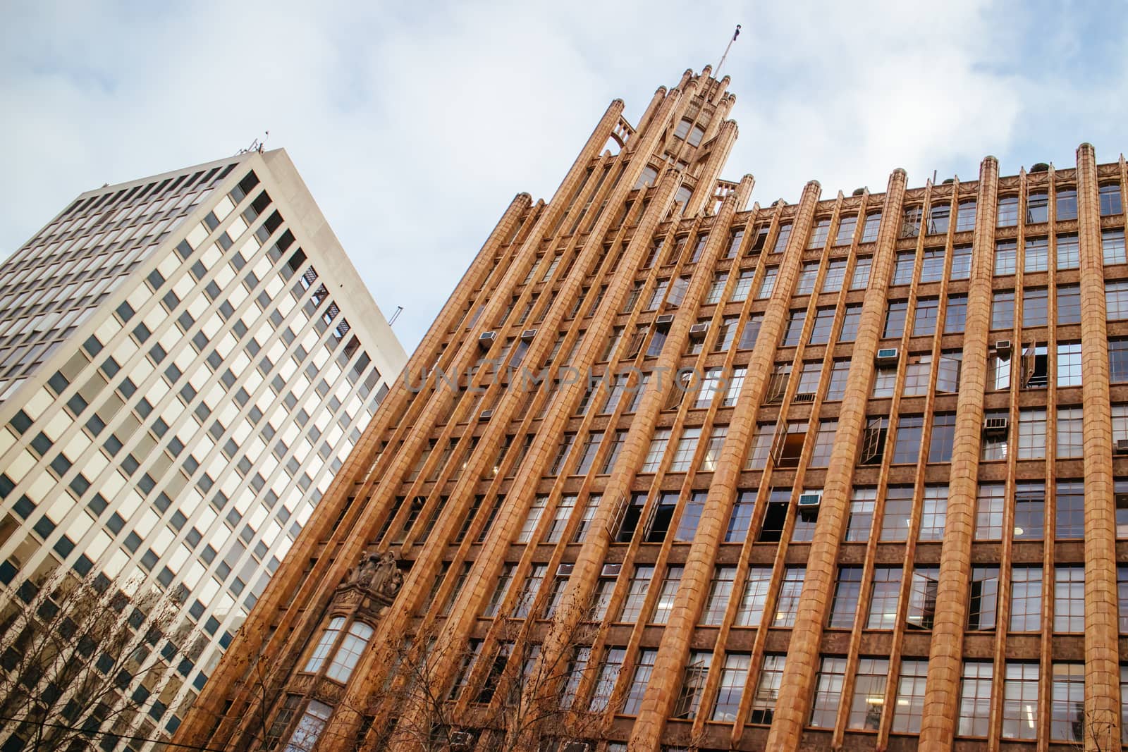 Melbourne, Australia - August 26 2015: Melbourne's famous Manchester Unity building at the corner of Collins St and Swanston St.