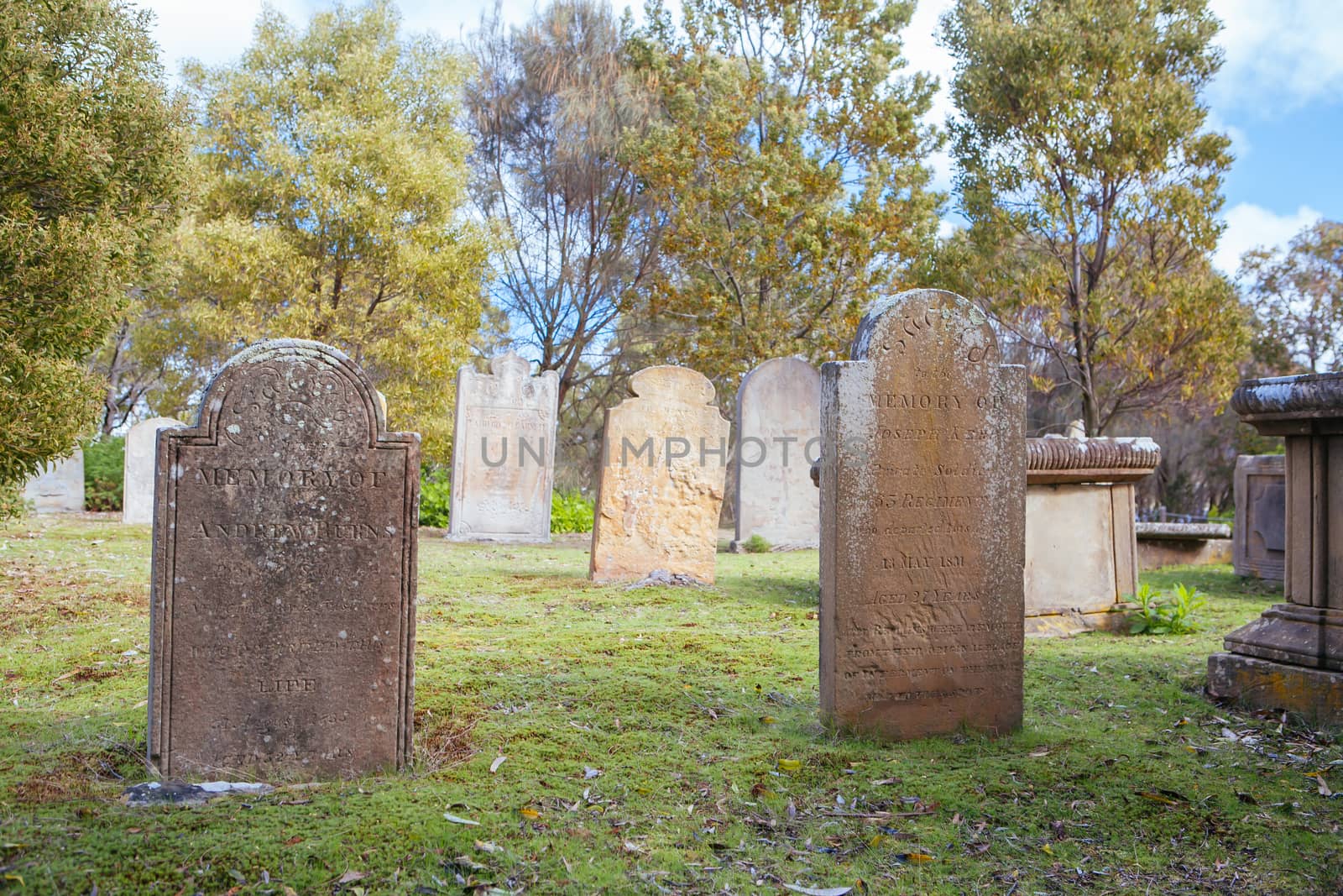 Port Arthur, Australia - September 21 2009: Isle of the Dead Cemetery at Port Arthur in Tasmania, Australia