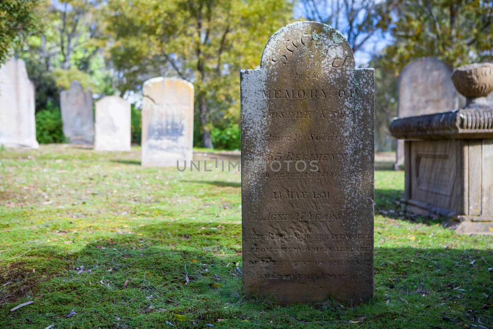 Port Arthur, Australia - September 21 2009: Isle of the Dead Cemetery at Port Arthur in Tasmania, Australia