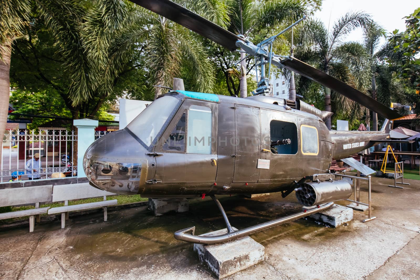 HO CHI MINH CITY, VIETNAM - SEPTEMBER 27: Aircraft and artefacts in the War Remnants Museum. This is a popular tourist attraction on September 27, 2018 in Ho Chi Minh City (Saigon) Vietnam