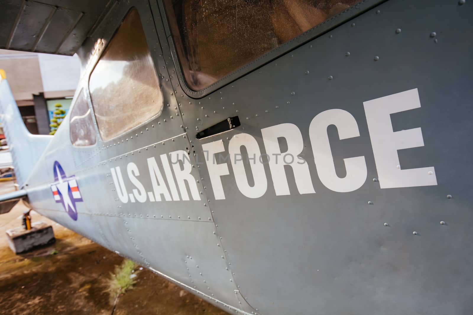 HO CHI MINH CITY, VIETNAM - SEPTEMBER 27: Aircraft and artefacts in the War Remnants Museum. This is a popular tourist attraction on September 27, 2018 in Ho Chi Minh City (Saigon) Vietnam