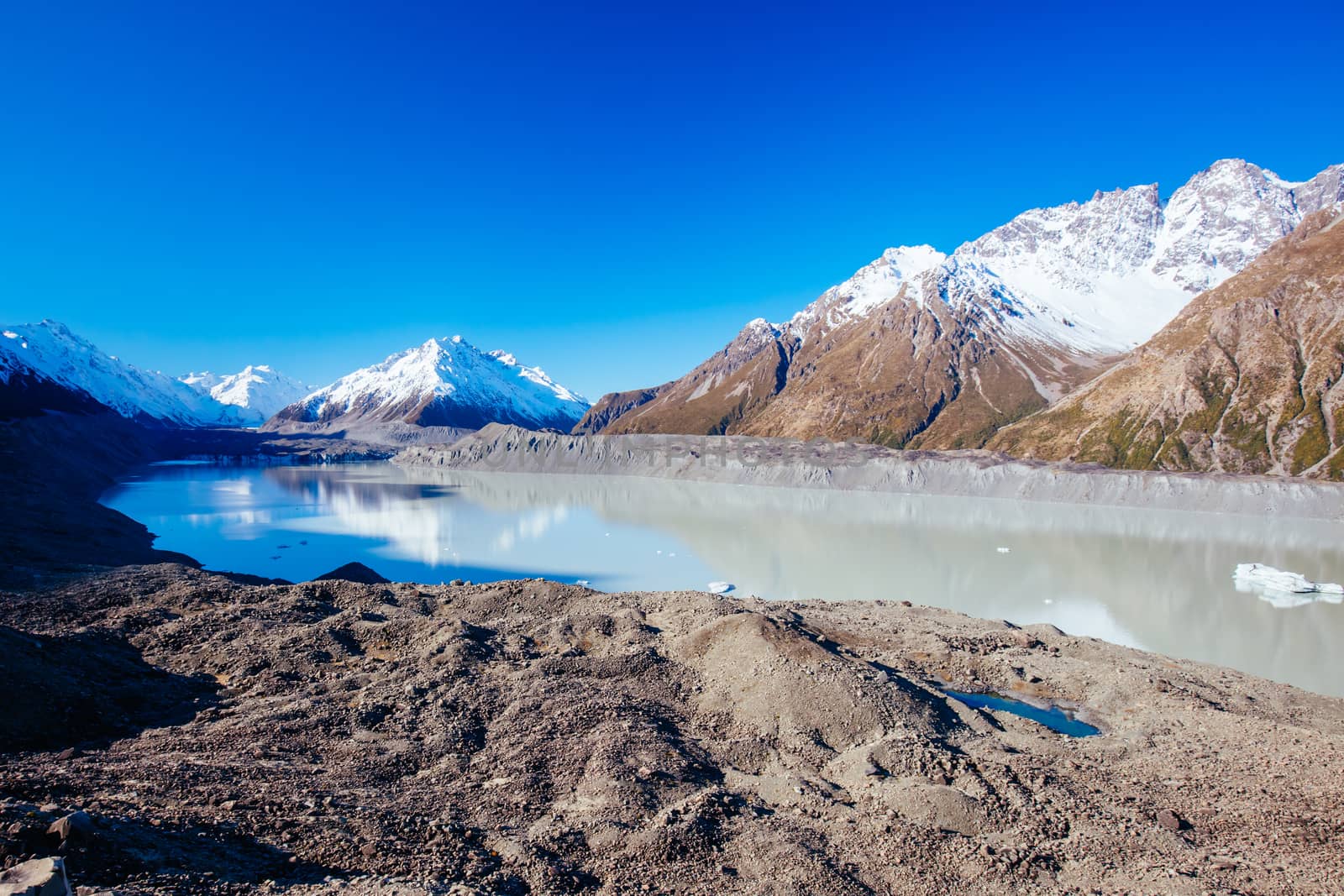The Tasman Glacier near Mt Cook in New Zealand