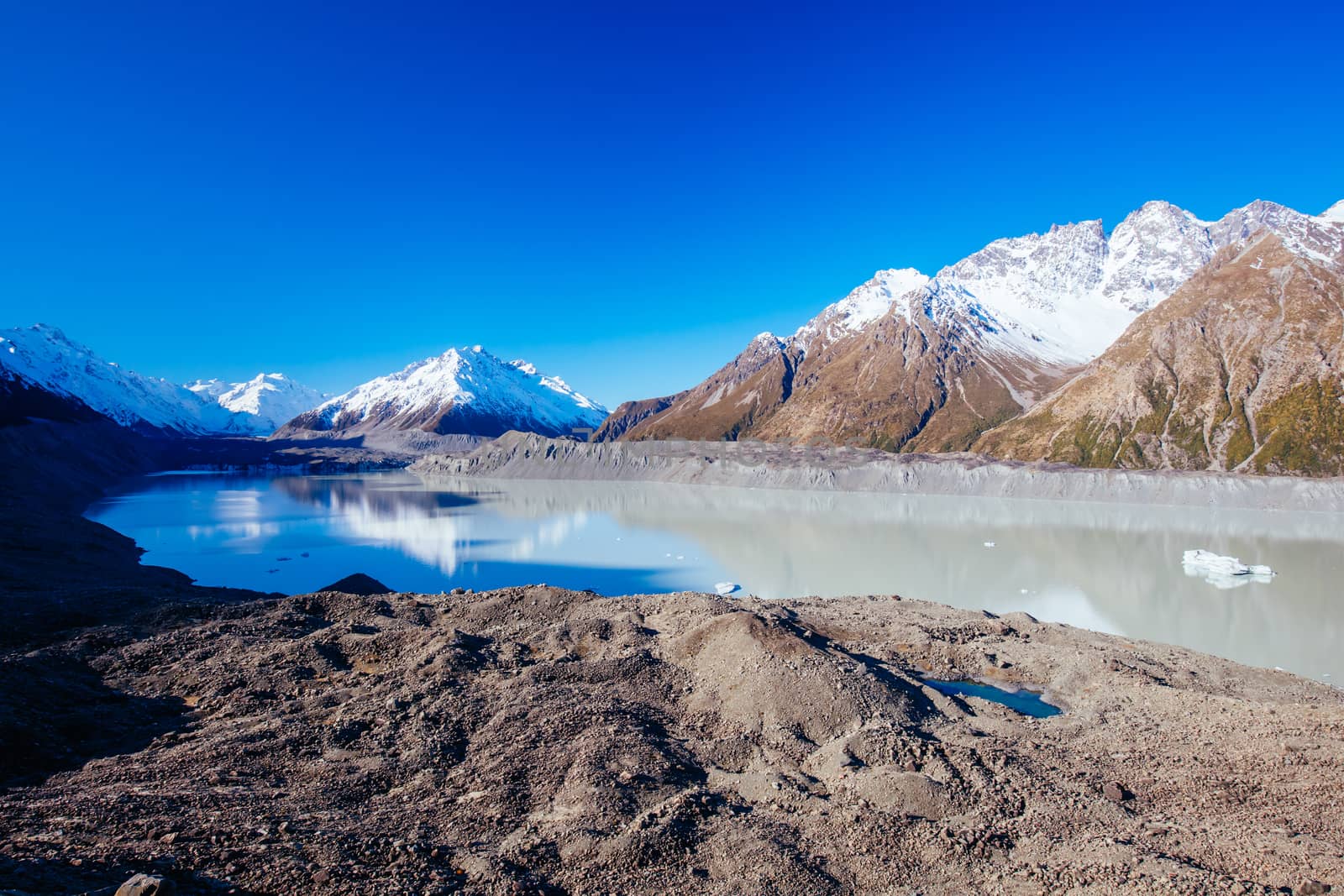 The Tasman Glacier near Mt Cook in New Zealand