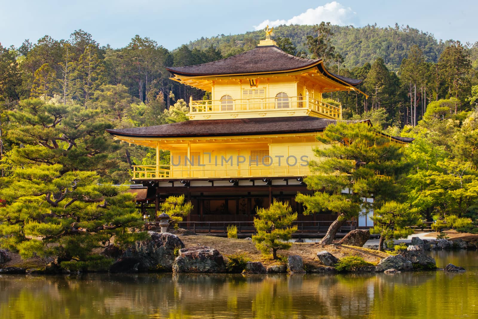 The world famous Kinkakuji Temple (The Golden Pavilion) in Kyoto, Japan