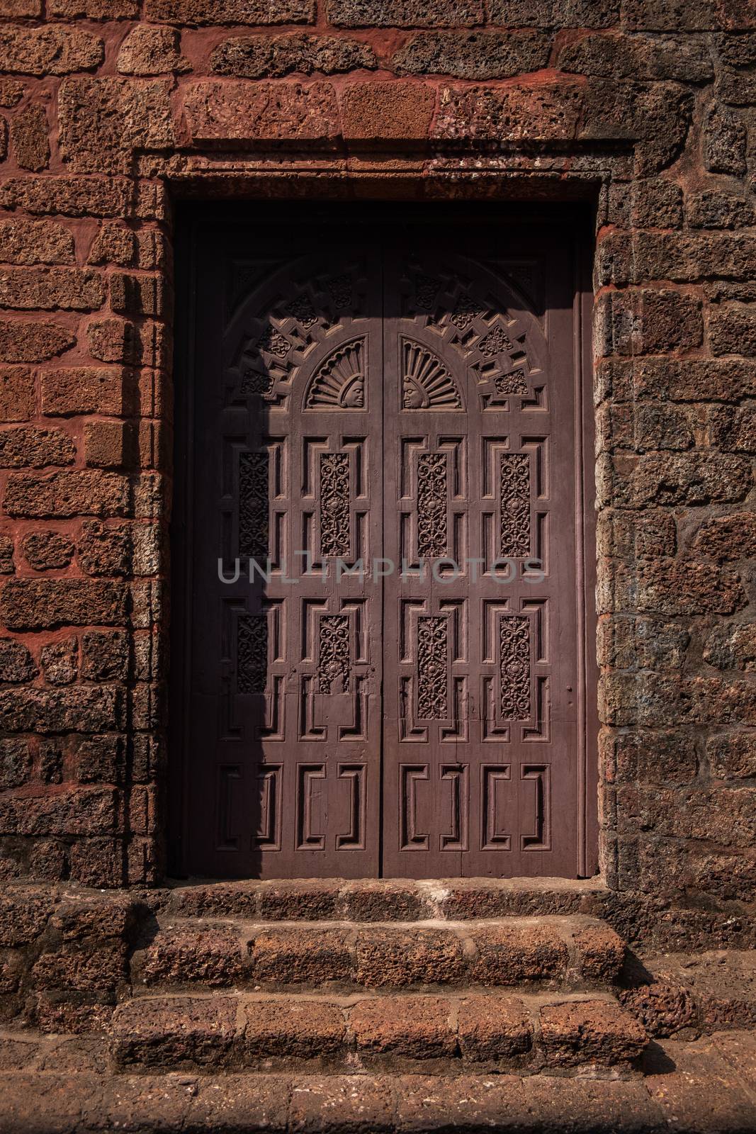 Old wooden church door, India