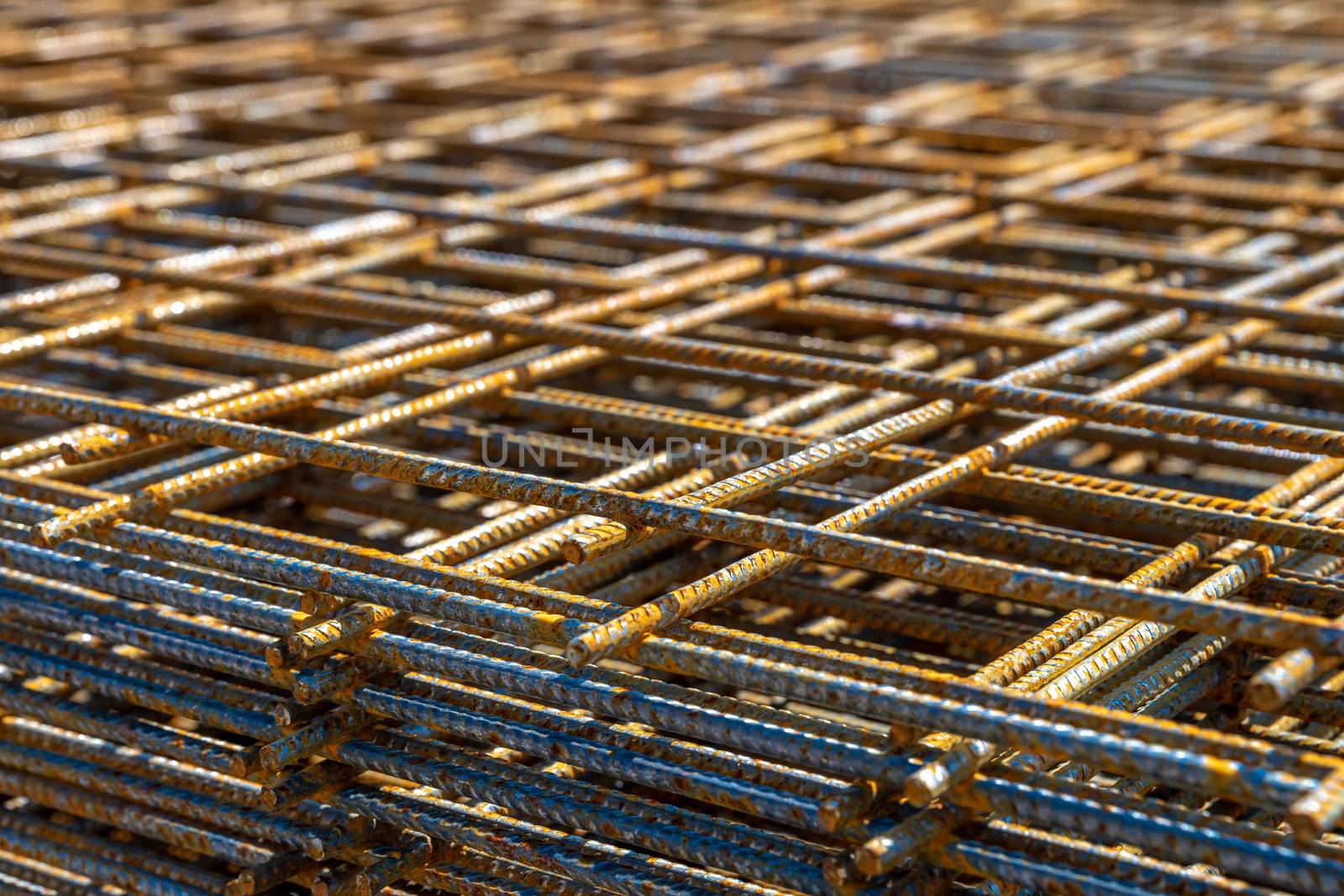 iron lattice for the foundation of a family house.