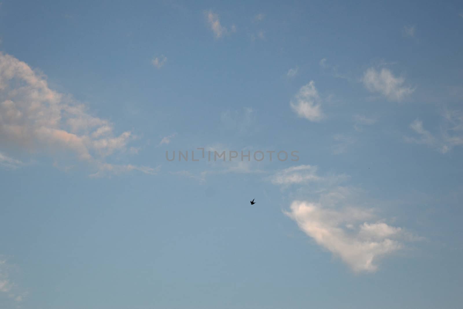 Beautiful eveing sky with clouds, air nature