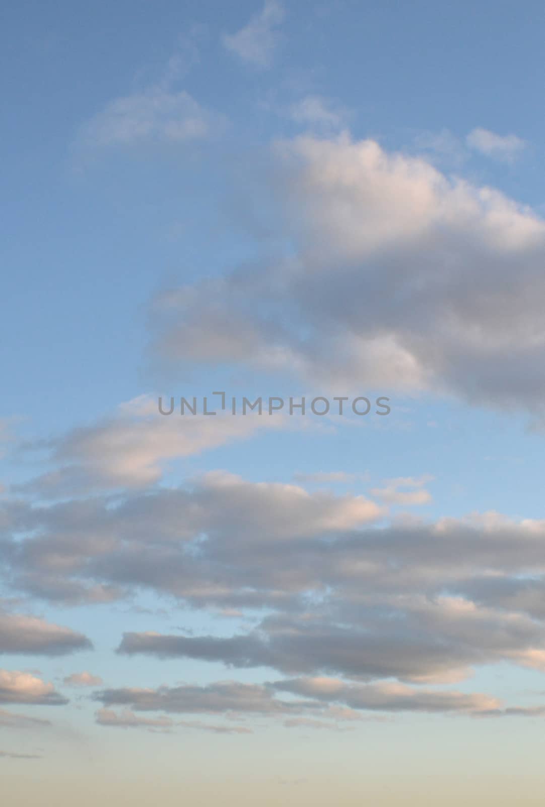 Beautiful eveing sky with clouds, air nature