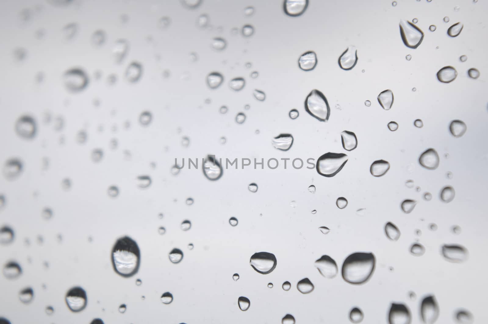 Drops of rain on the window, rainy day. Shallow DOF