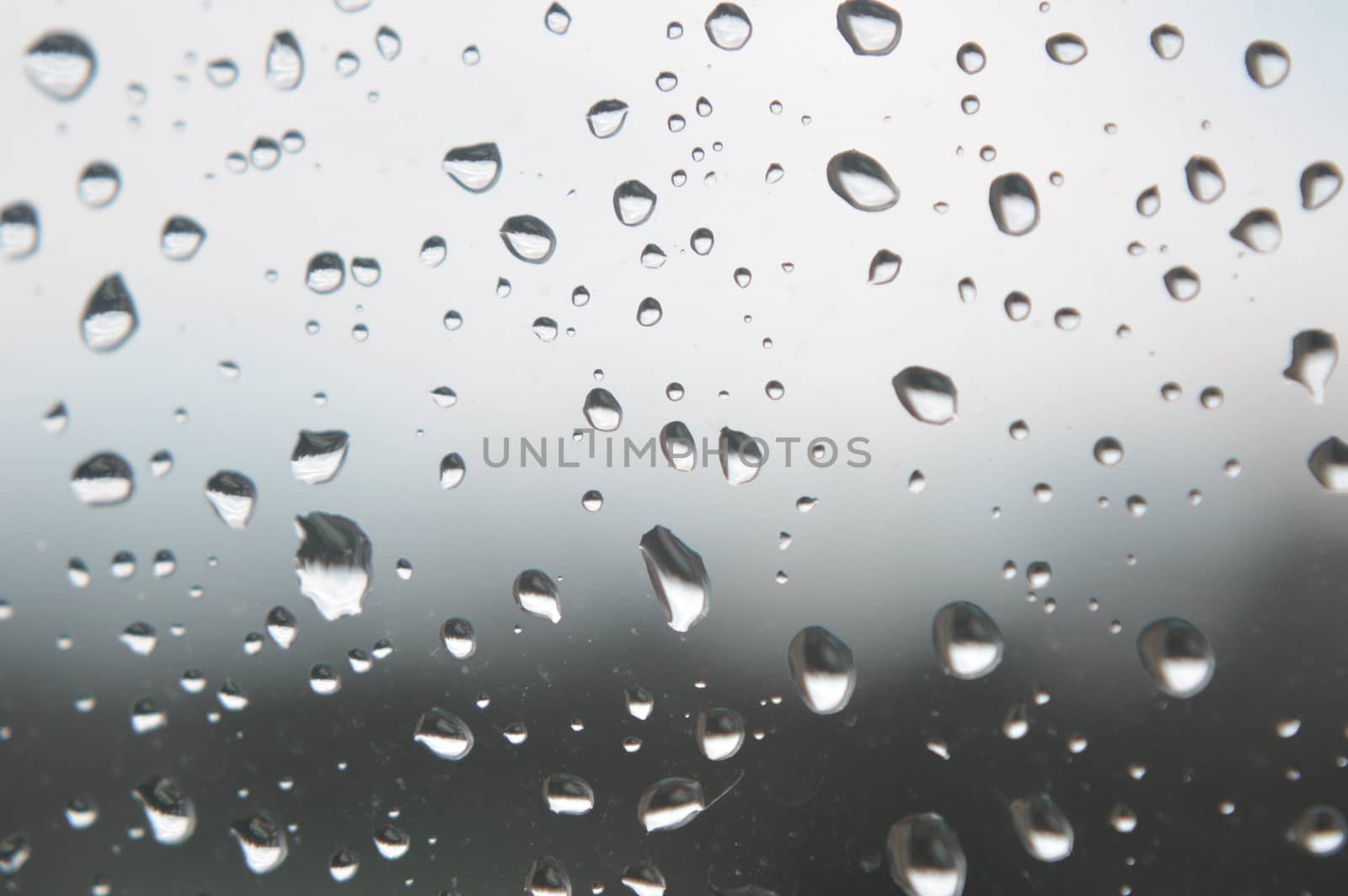 Drops of rain on the window, rainy day. Shallow DOF