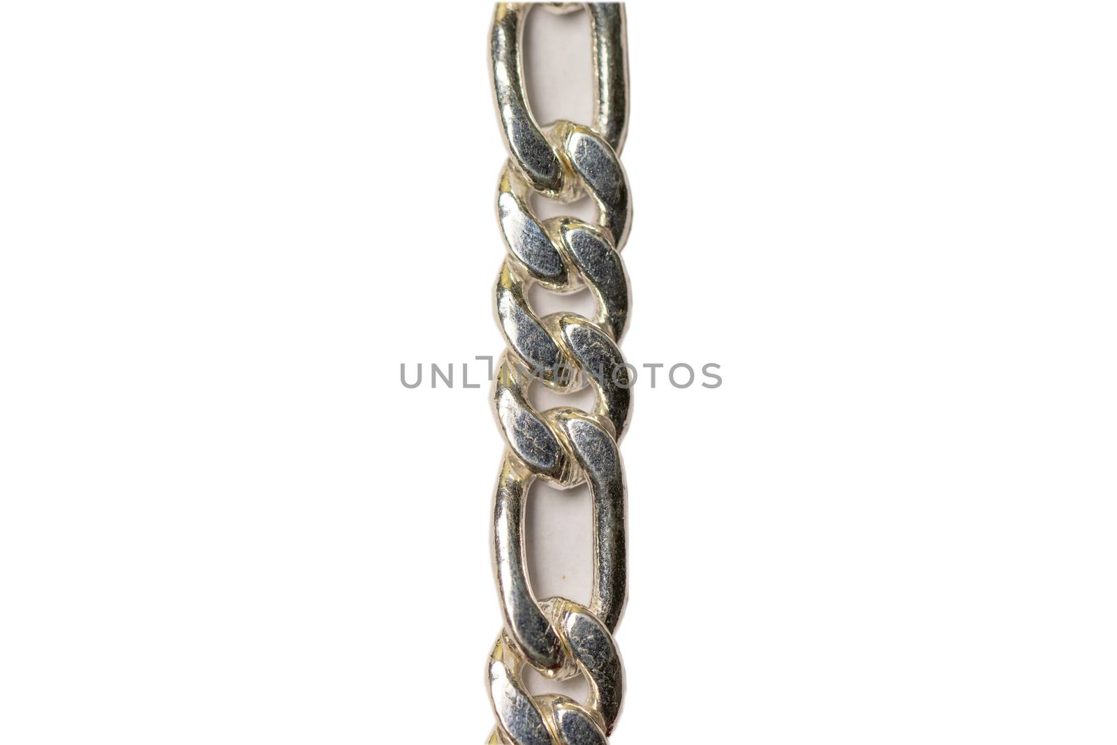 silver bracelet chain on isolated white background