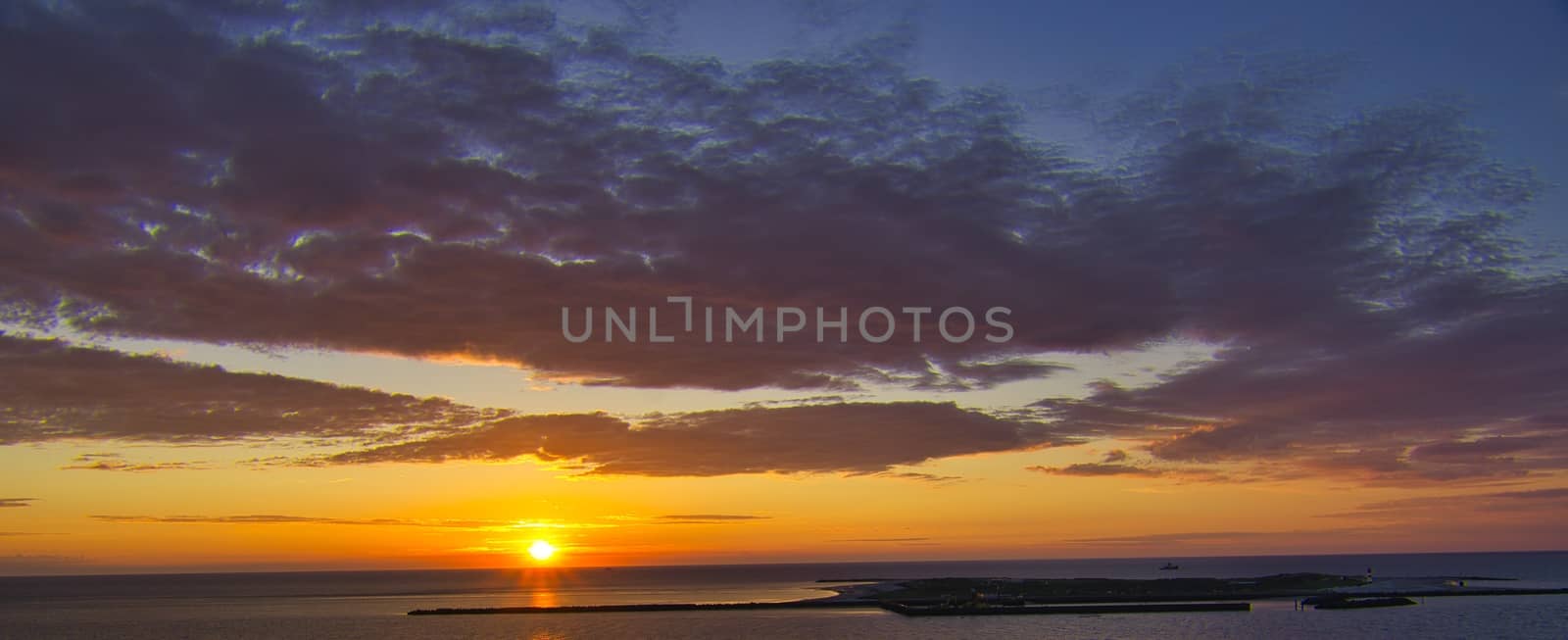 Heligoland - look on the island dune - sunrise over the sea