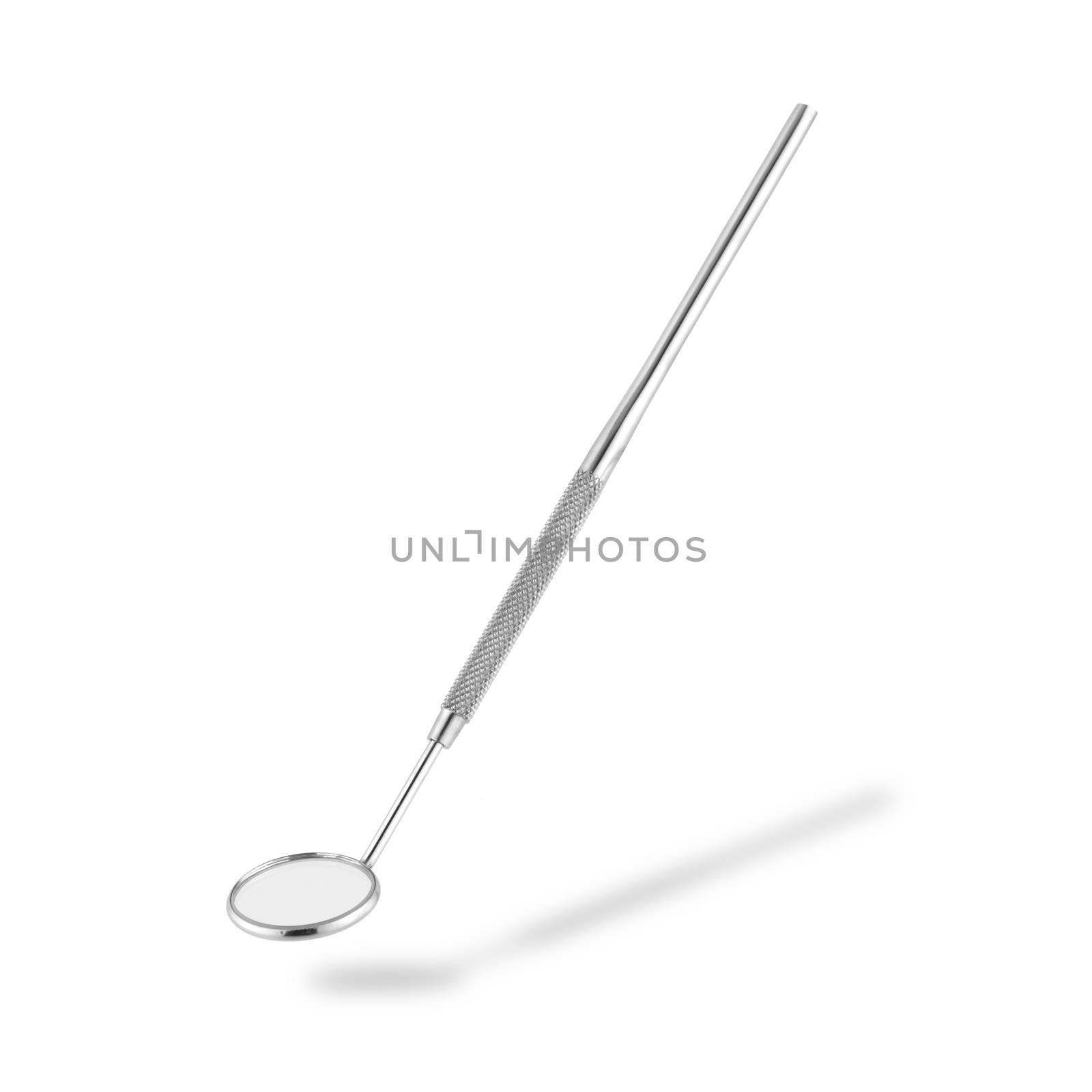 Dentist's mirror on white with drop shadow with clipping path by VivacityImages