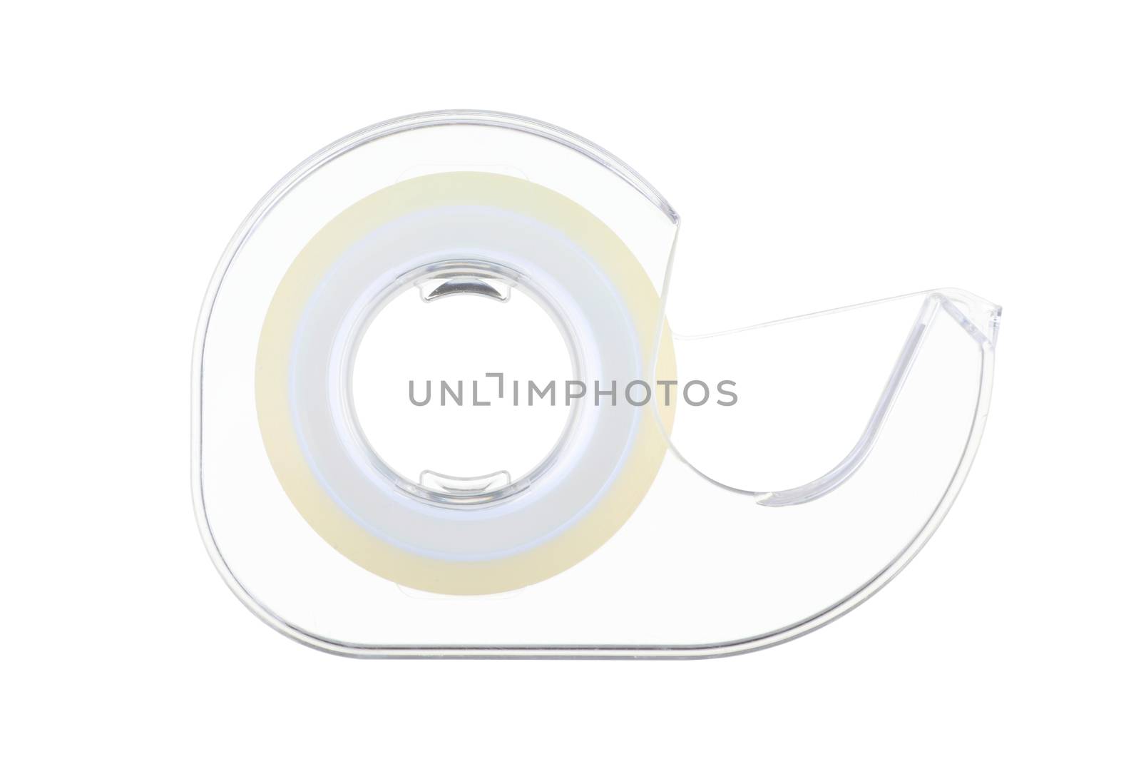 A sticky tape dispenser on white with clipping path