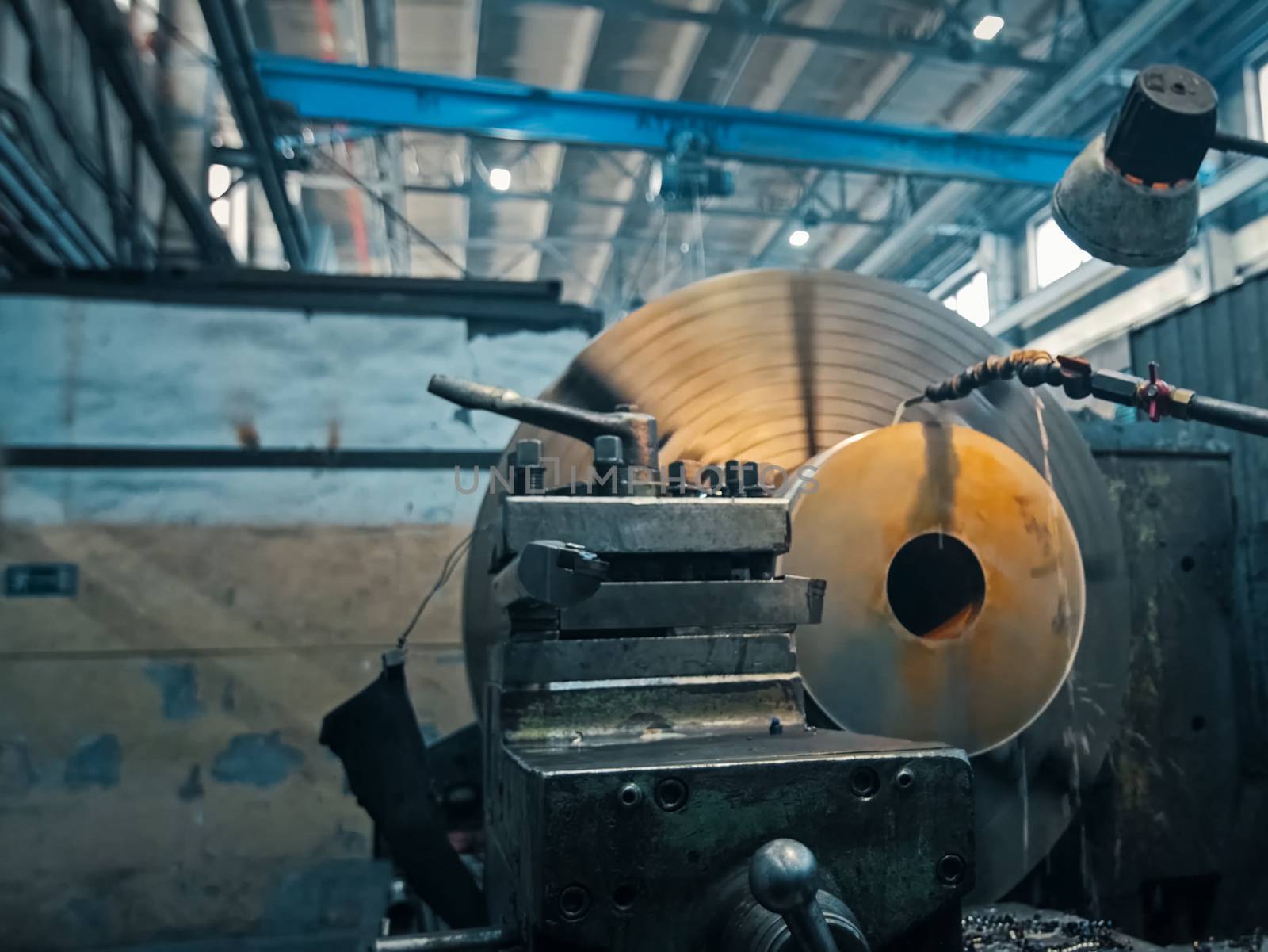 Cooling the machine at the plant. Water is fed to the hot parts of the machine.