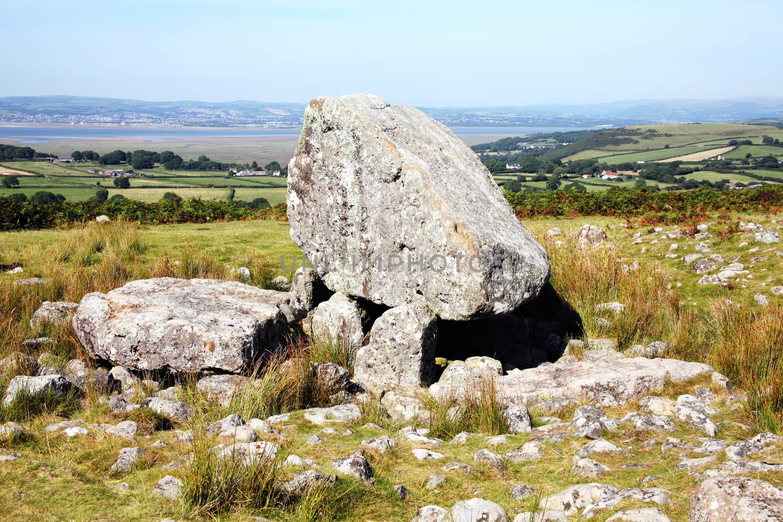 Arthur's Stone on the Gower Wales UK a Neolithic burial chamber which is a popular travel destination landmark stock photo