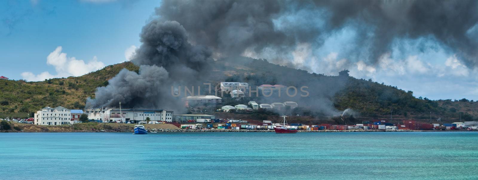 Fire in Marigot Factory by dbvirago