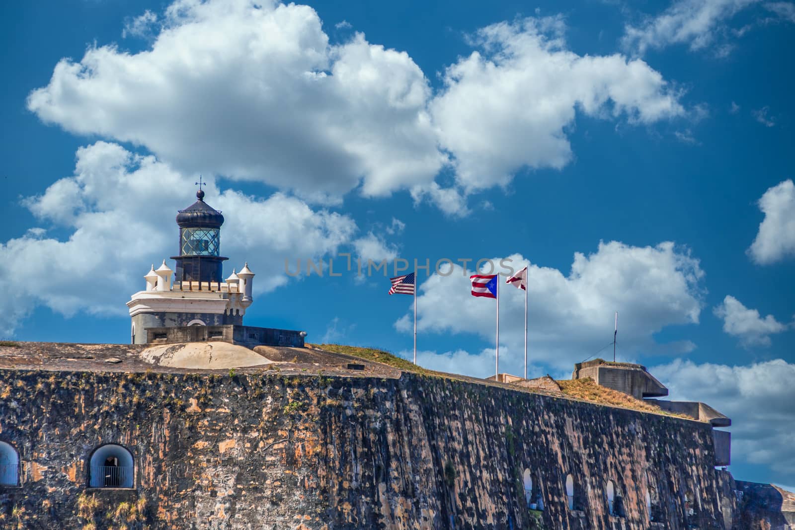 Flags on El Morro Fort by dbvirago