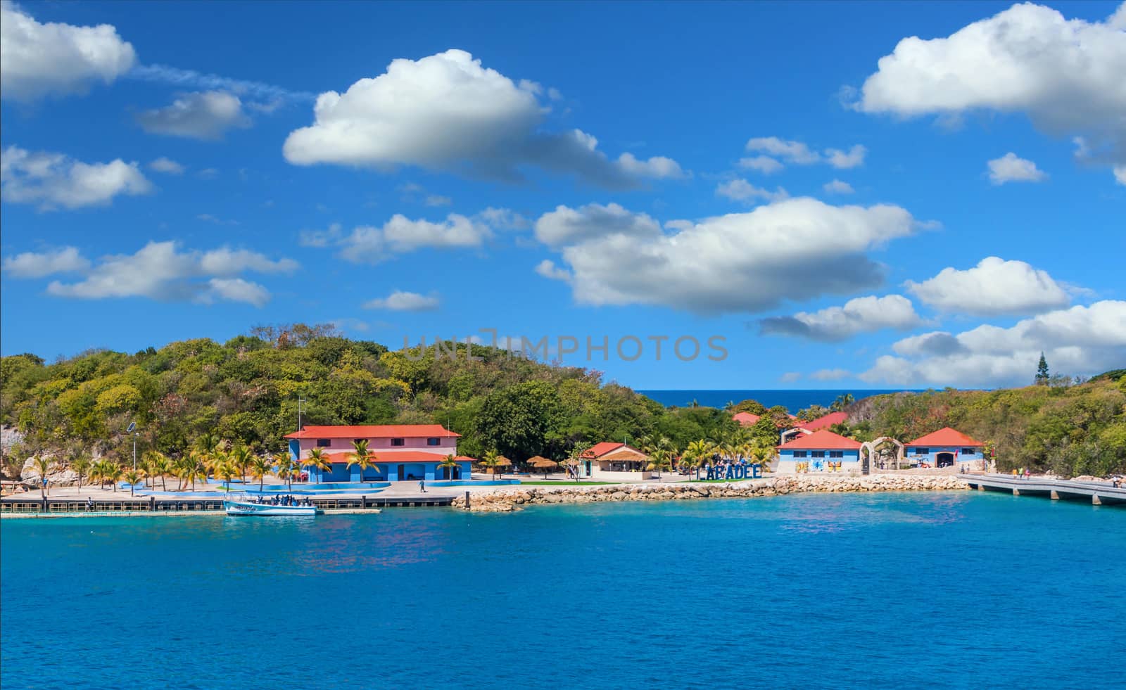 Buildings on the tropical port of Labadee in Haiti