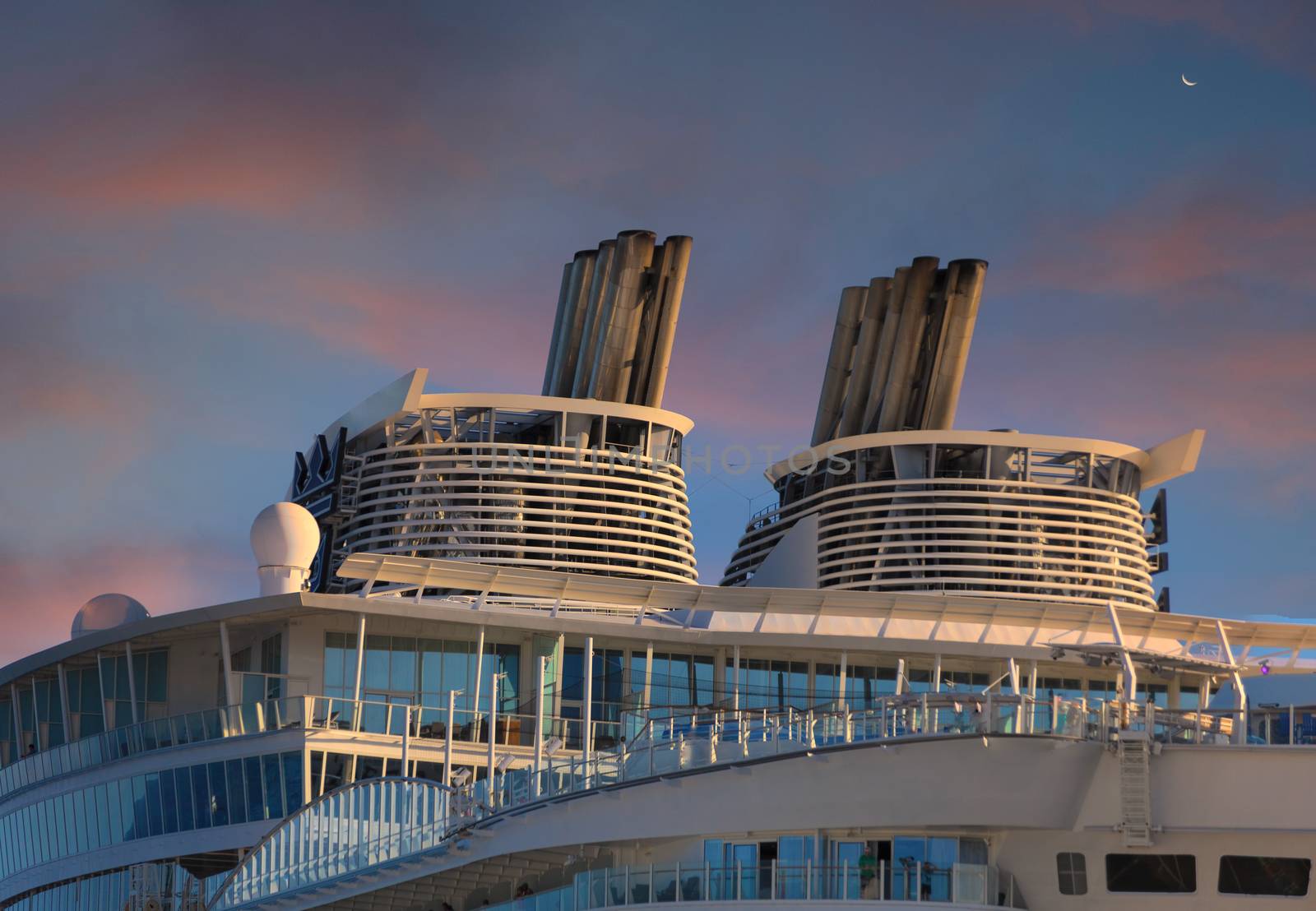 Twin Smokestacks on a Luxury Cruise ship