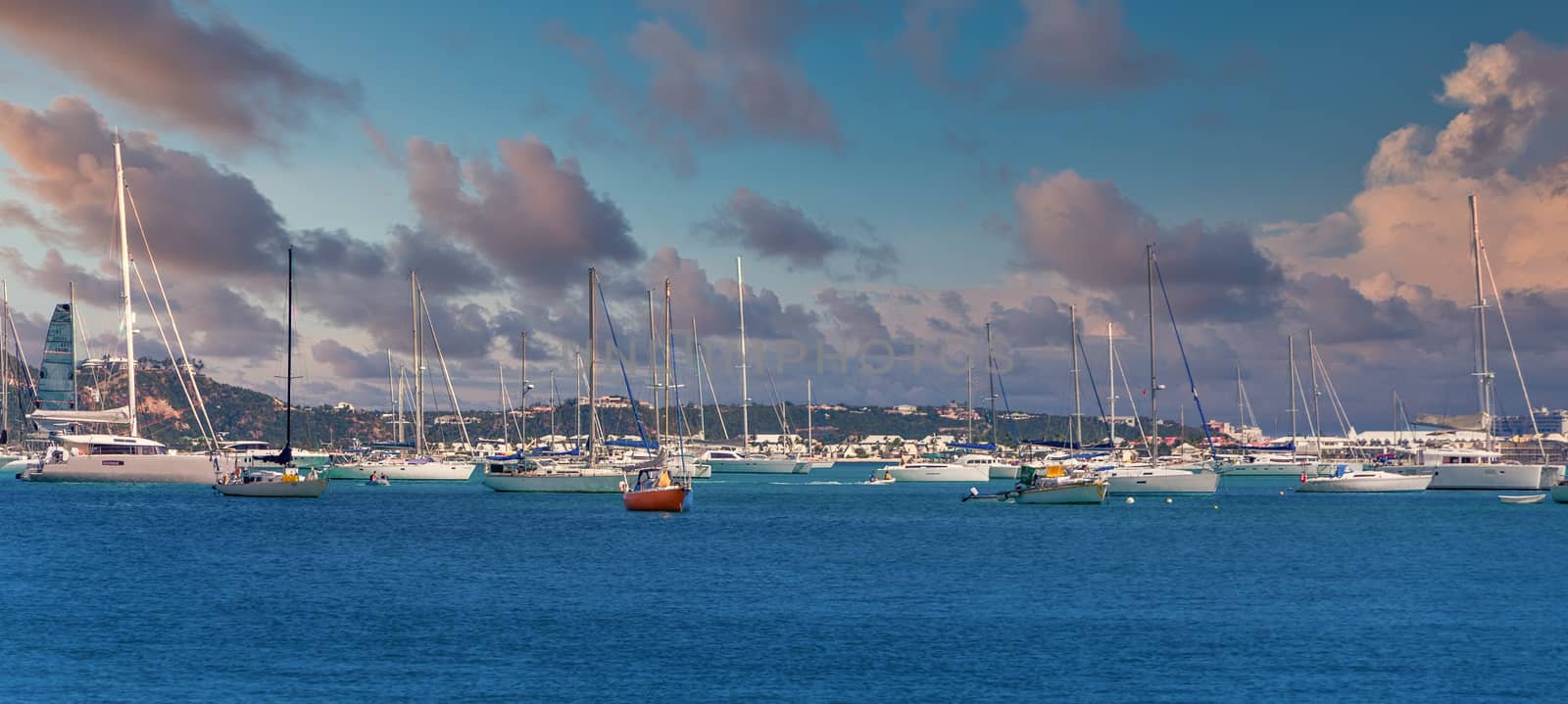Yachts and Sailboats in Marina in Marigot, the French Side of Saint Marting