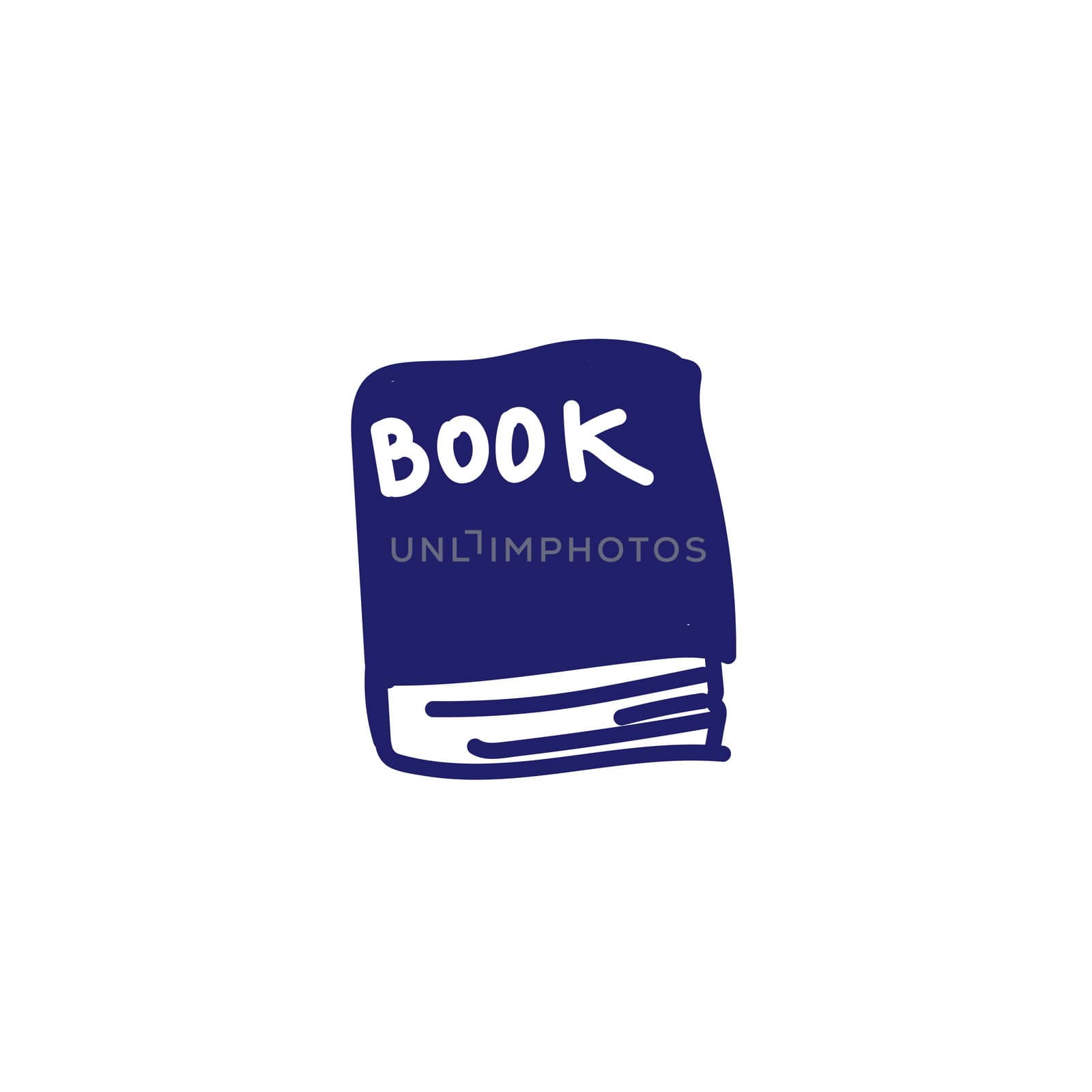 Hand drawn Blue Book Doodle Illustration picture for training. Blue outline. by zaryov