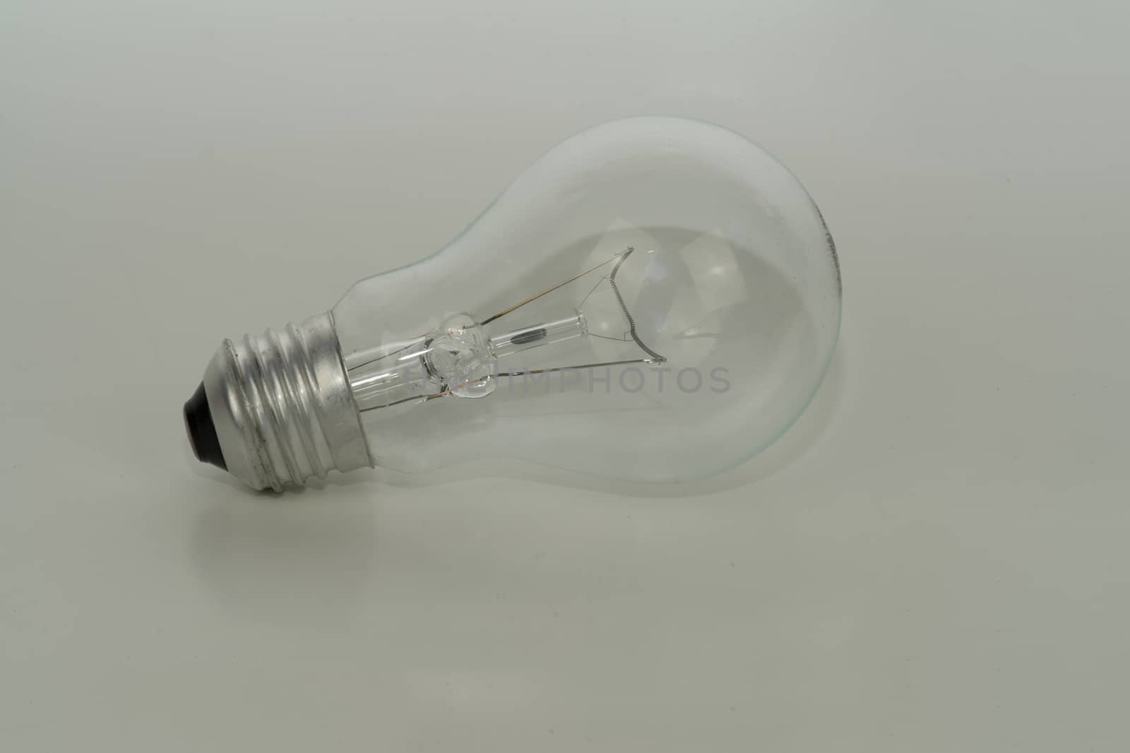 One bulb transparent white background copy space.